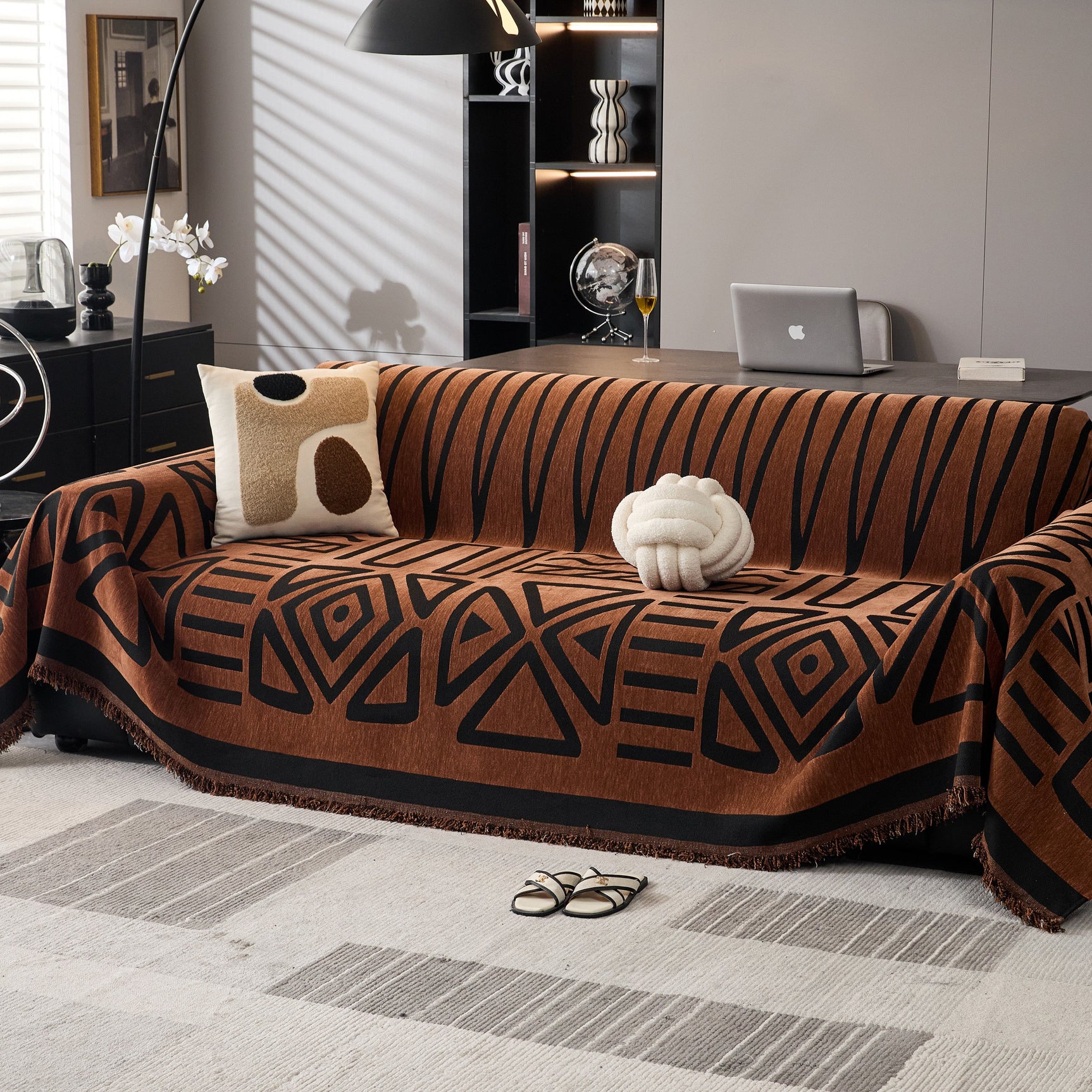 Boho Chenille Sofa Throw Covers Sectional Sofa Couch Cover Sofa Protector Covers - Ornate Home