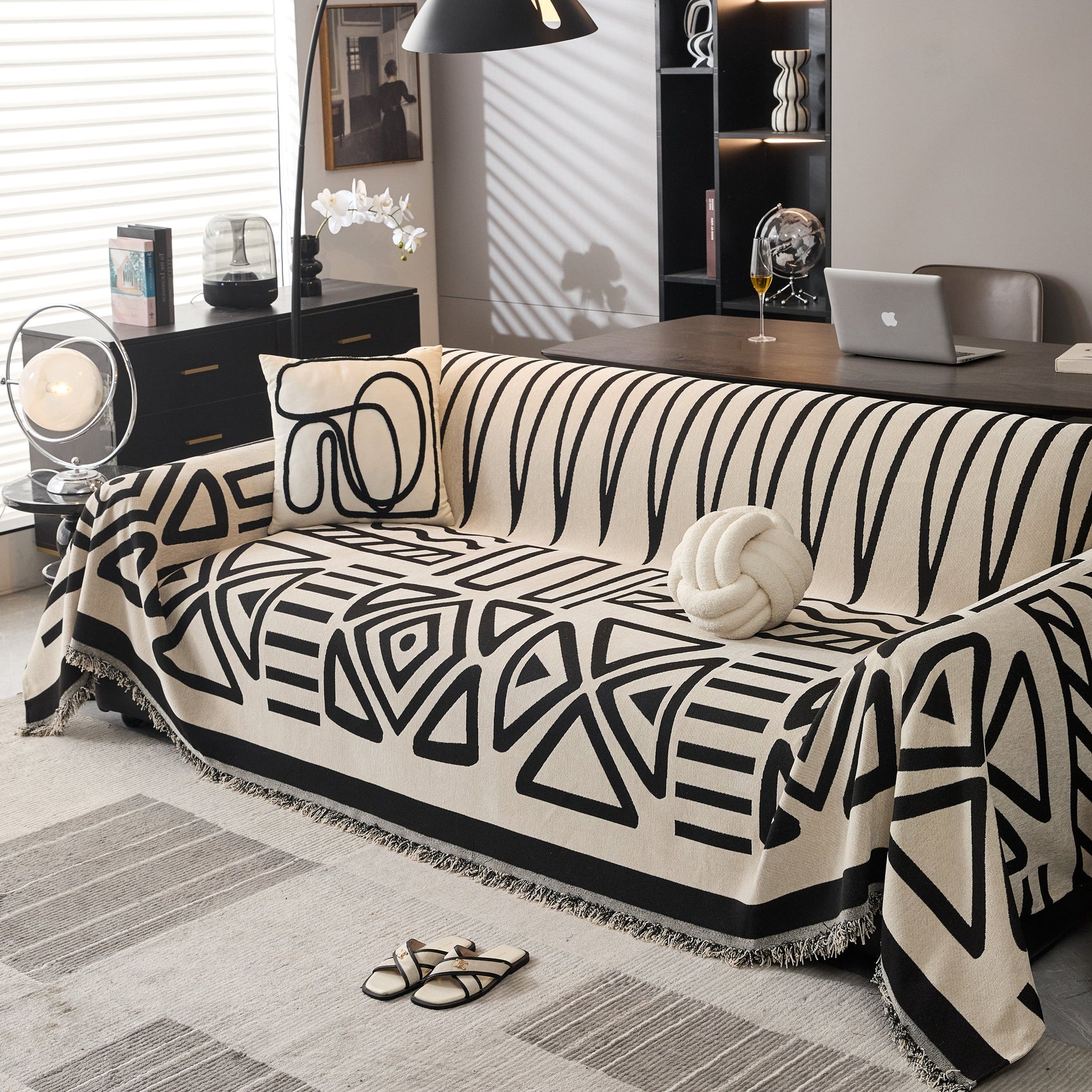Boho Chenille Sofa Throw Covers Sectional Sofa Couch Cover Sofa Protector Covers - Ornate Home