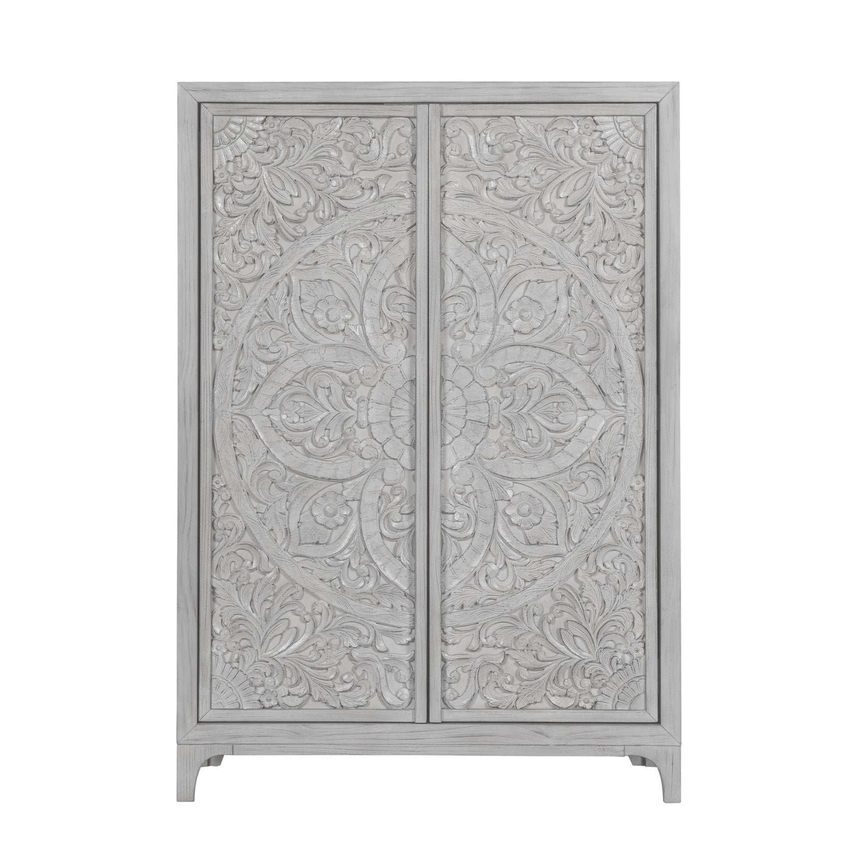 Boho Chic Wardrobe Chest in Washed White - Ornate Home
