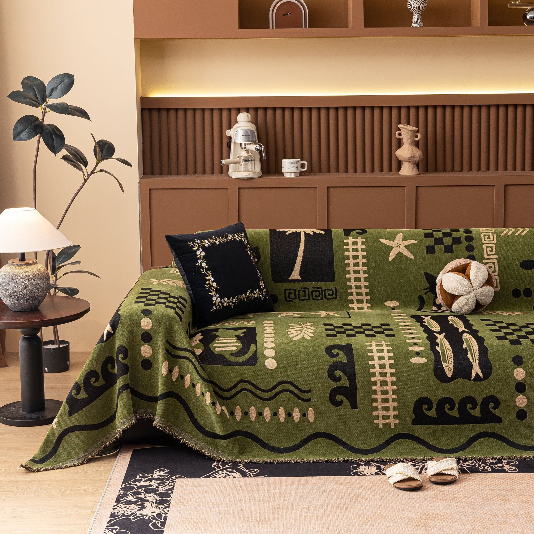 Boho Chic Woven Throw Blanket for Couch, Washable Couch Cover for Pets, Dogs, Cats - Ornate Home
