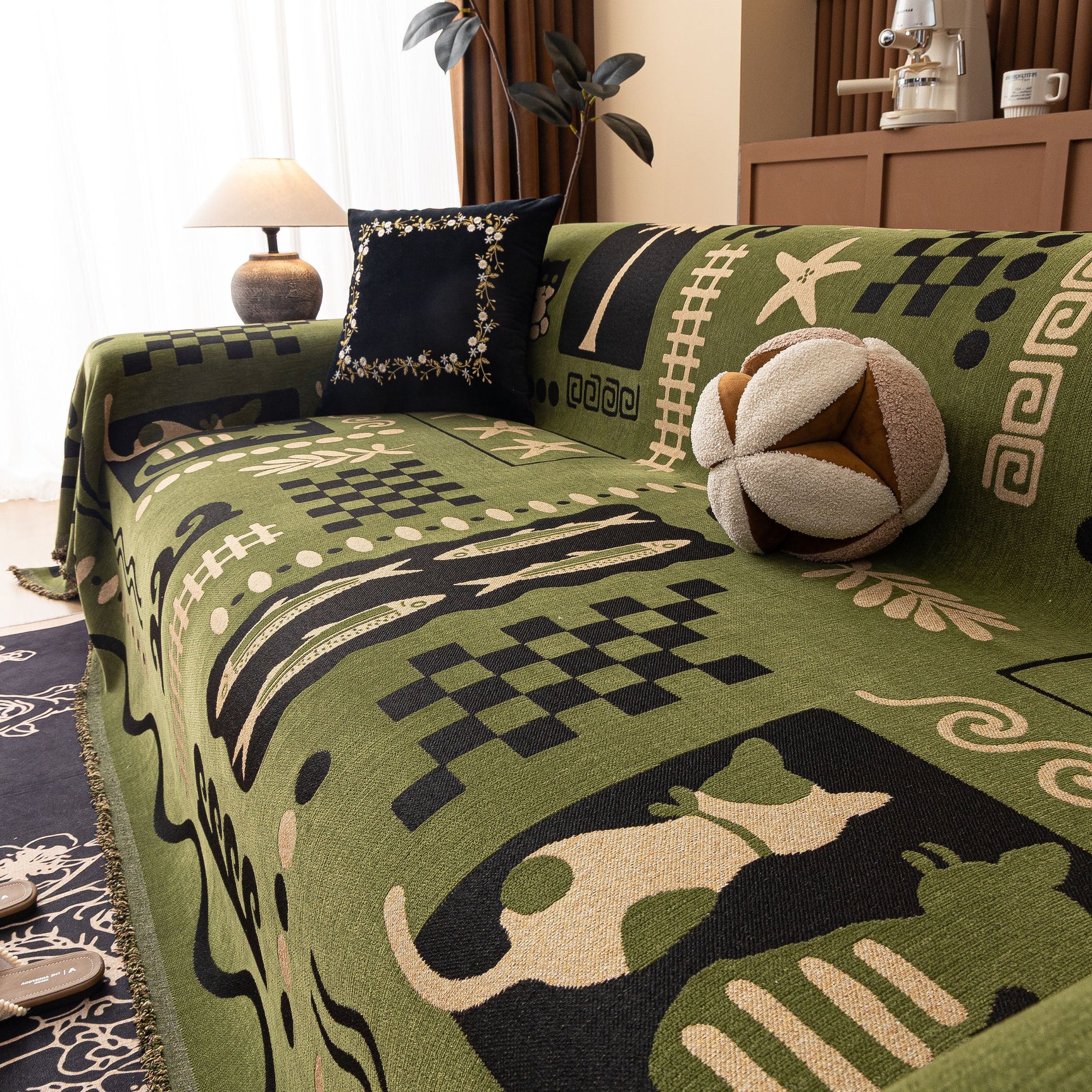 Boho Chic Woven Throw Blanket for Couch, Washable Couch Cover for Pets, Dogs, Cats - Ornate Home