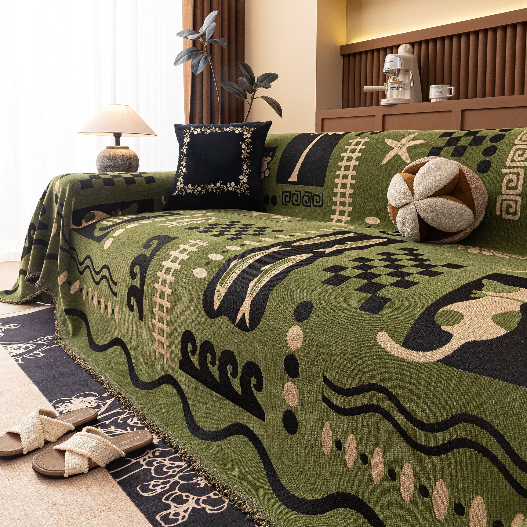 Boho Chic Woven Throw Blanket for Couch, Washable Couch Cover for Pets, Dogs, Cats - Ornate Home