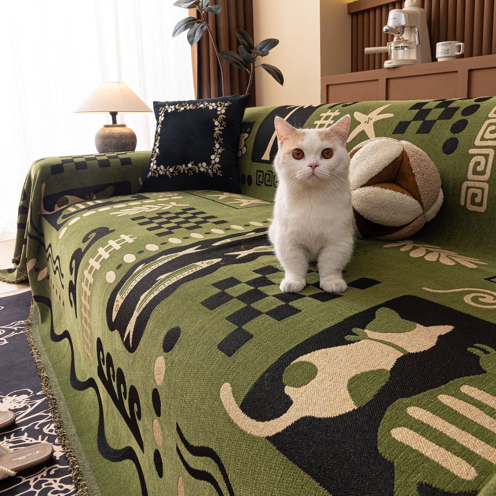 Boho Chic Woven Throw Blanket for Couch, Washable Couch Cover for Pets, Dogs, Cats - Ornate Home