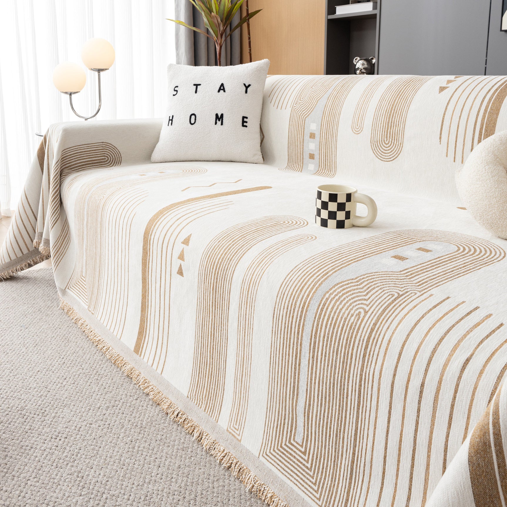 Boho Couch Throw Covers with Tassel Thick Durable Sofa Cover Blanket Furniture Slipcover Sectional - Ornate Home
