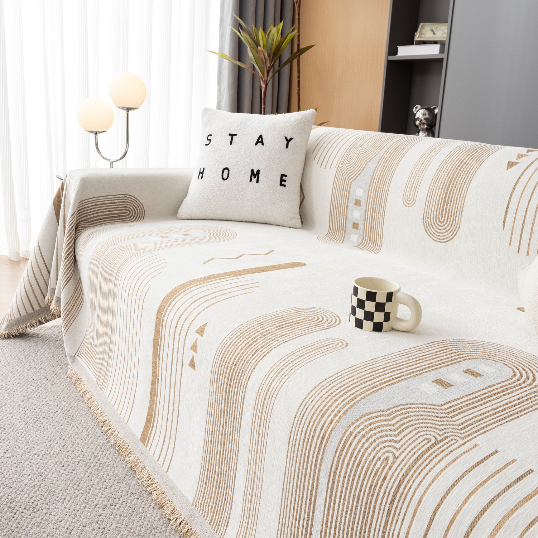 Boho Couch Throw Covers with Tassel Thick Durable Sofa Cover Blanket Furniture Slipcover Sectional - Ornate Home