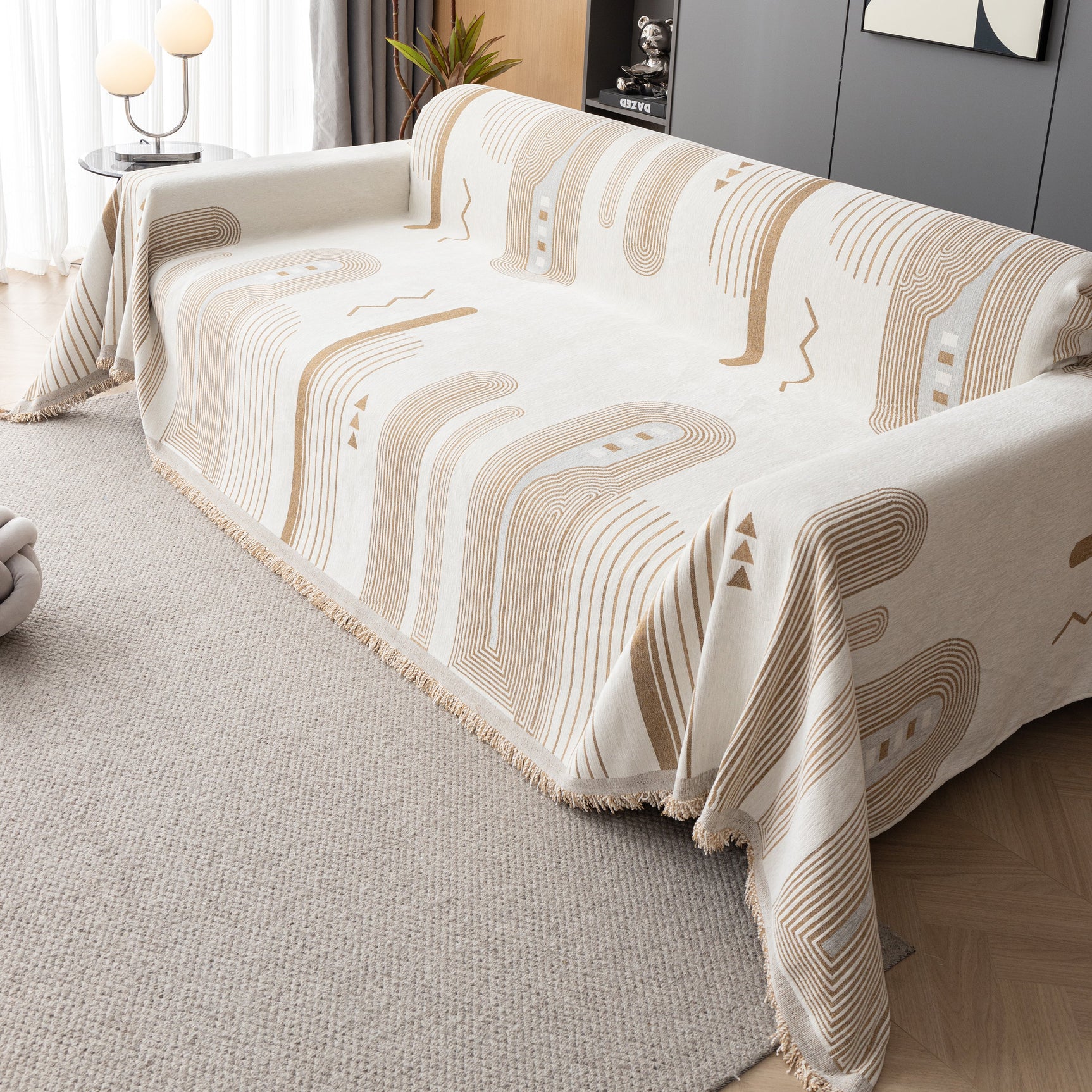Boho Couch Throw Covers with Tassel Thick Durable Sofa Cover Blanket Furniture Slipcover Sectional - Ornate Home
