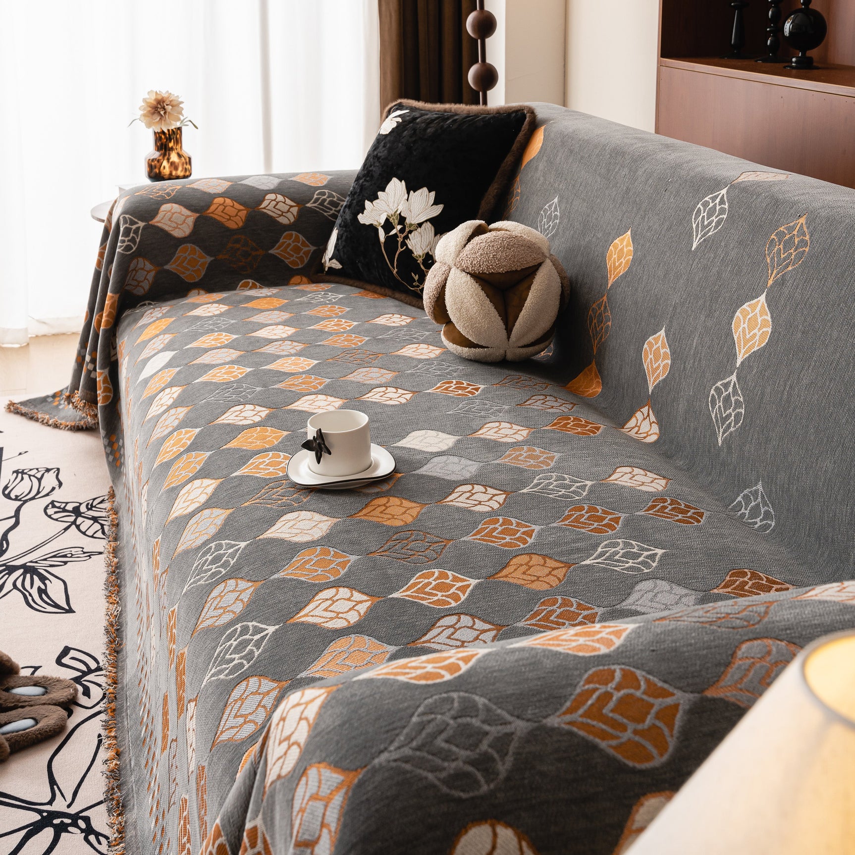 Boho Geometric Sofa Slipcovers Chenille Scratch Resistant Couch Protective Covers - Ornate Home