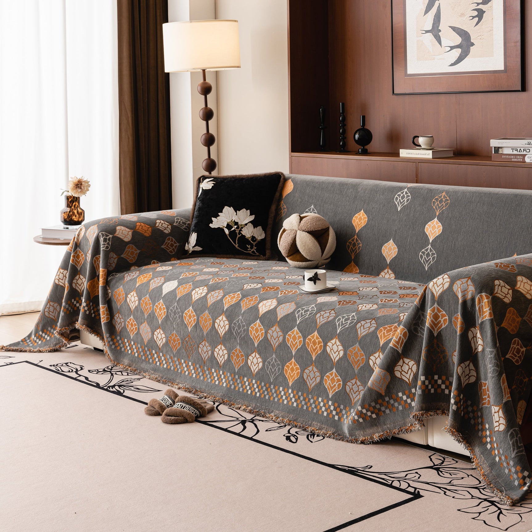 Boho Geometric Sofa Slipcovers Chenille Scratch Resistant Couch Protective Covers - Ornate Home