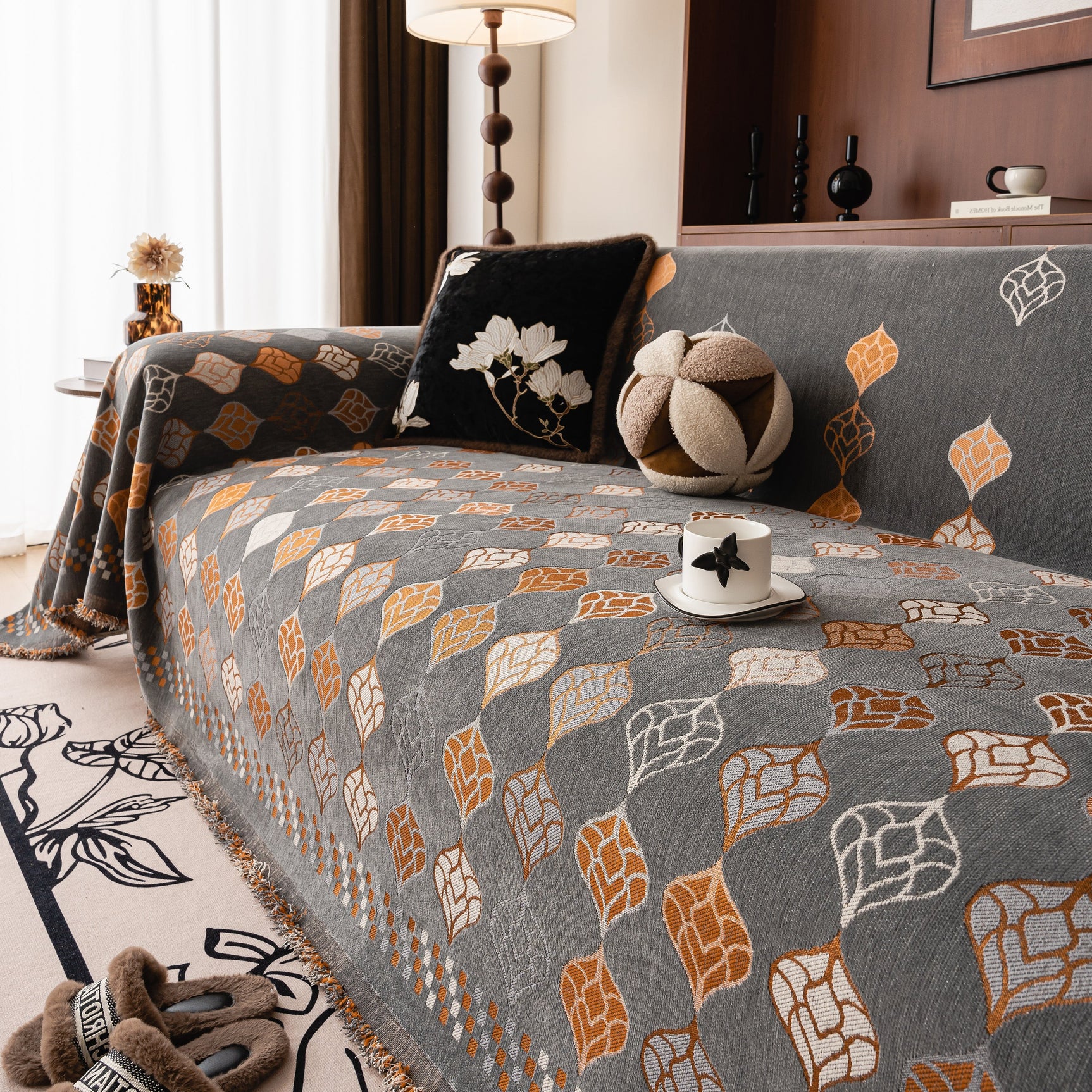 Boho Geometric Sofa Slipcovers Chenille Scratch Resistant Couch Protective Covers - Ornate Home