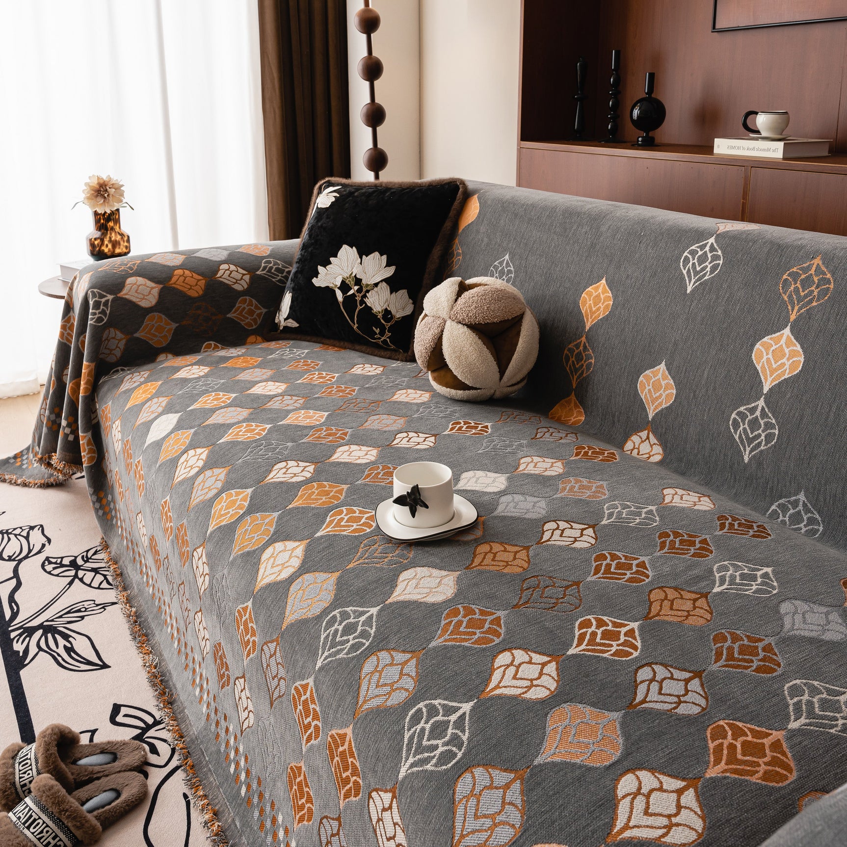 Boho Geometric Sofa Slipcovers Chenille Scratch Resistant Couch Protective Covers - Ornate Home