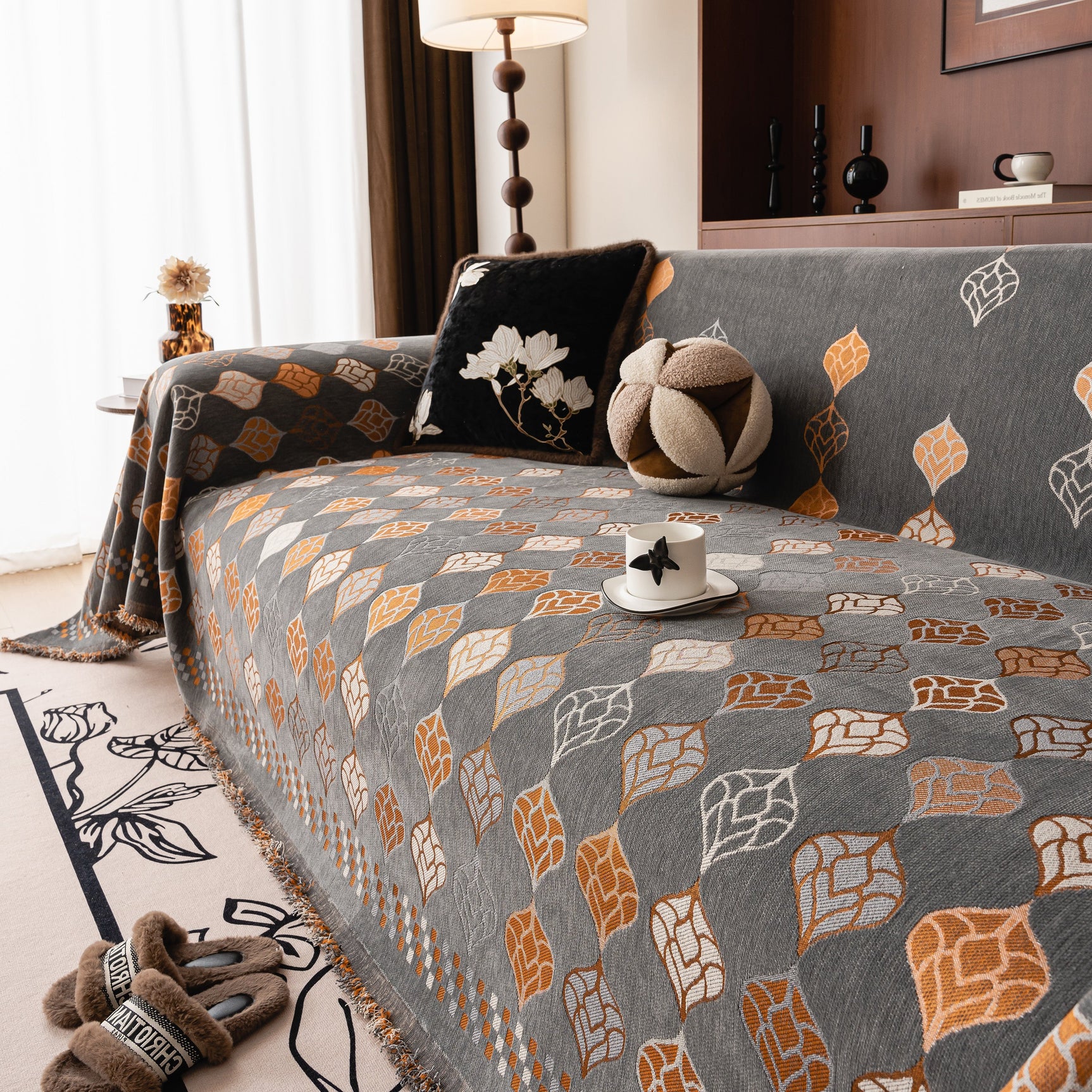 Boho Geometric Sofa Slipcovers Chenille Scratch Resistant Couch Protective Covers - Ornate Home
