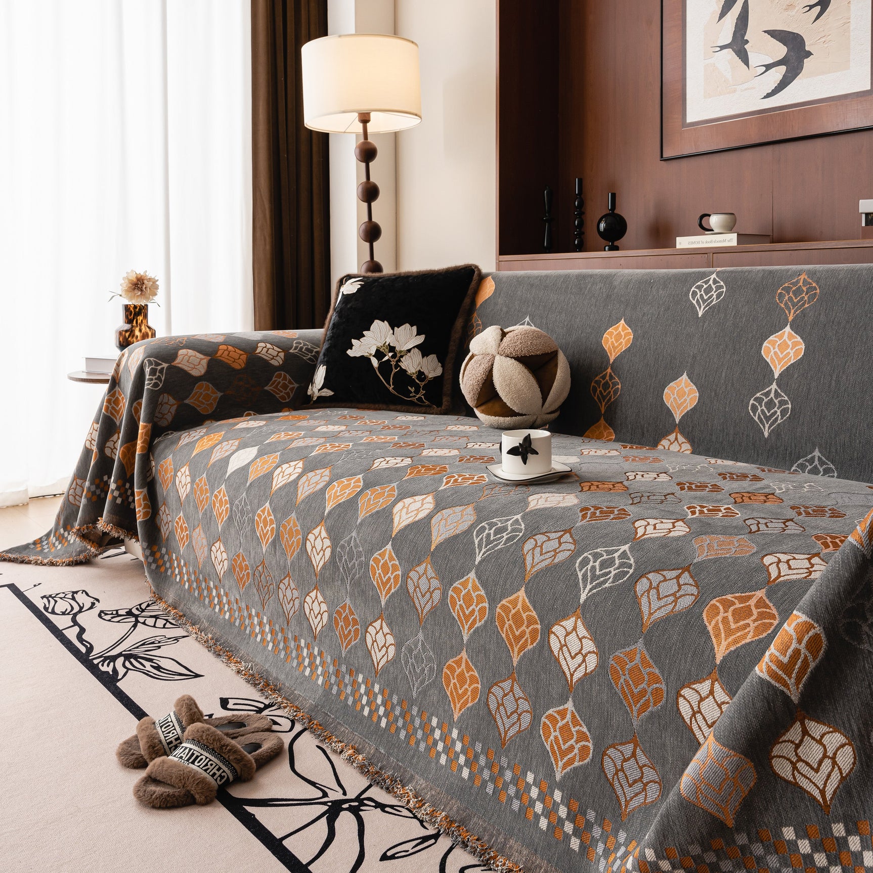 Boho Geometric Sofa Slipcovers Chenille Scratch Resistant Couch Protective Covers - Ornate Home