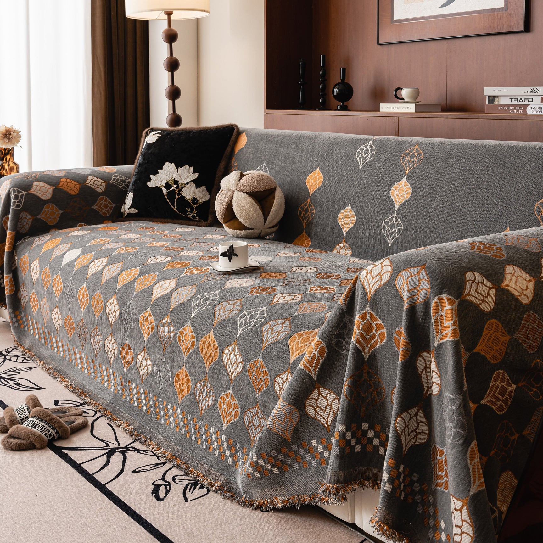 Boho Geometric Sofa Slipcovers Chenille Scratch Resistant Couch Protective Covers - Ornate Home