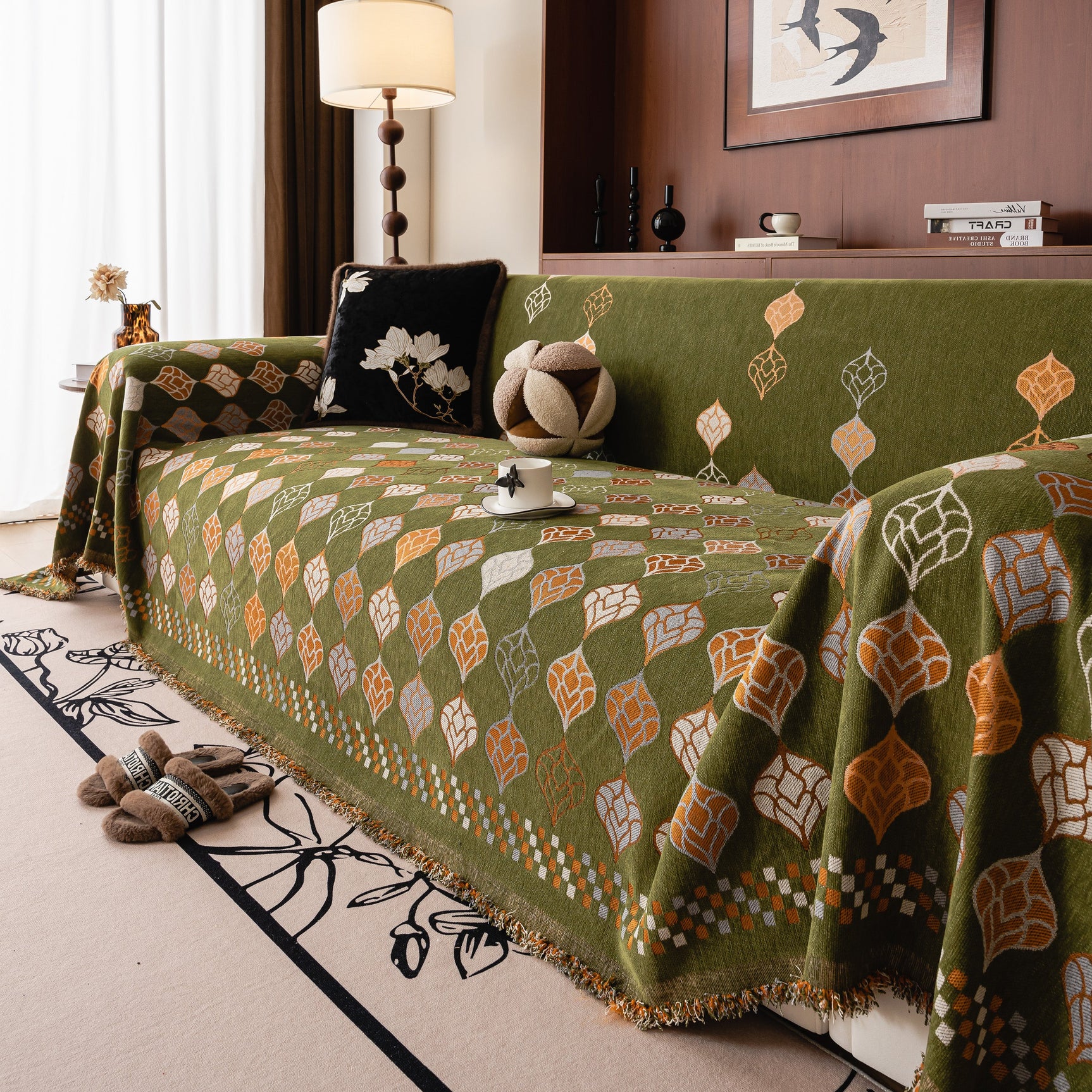Boho Geometric Sofa Slipcovers Chenille Scratch Resistant Couch Protective Covers - Ornate Home