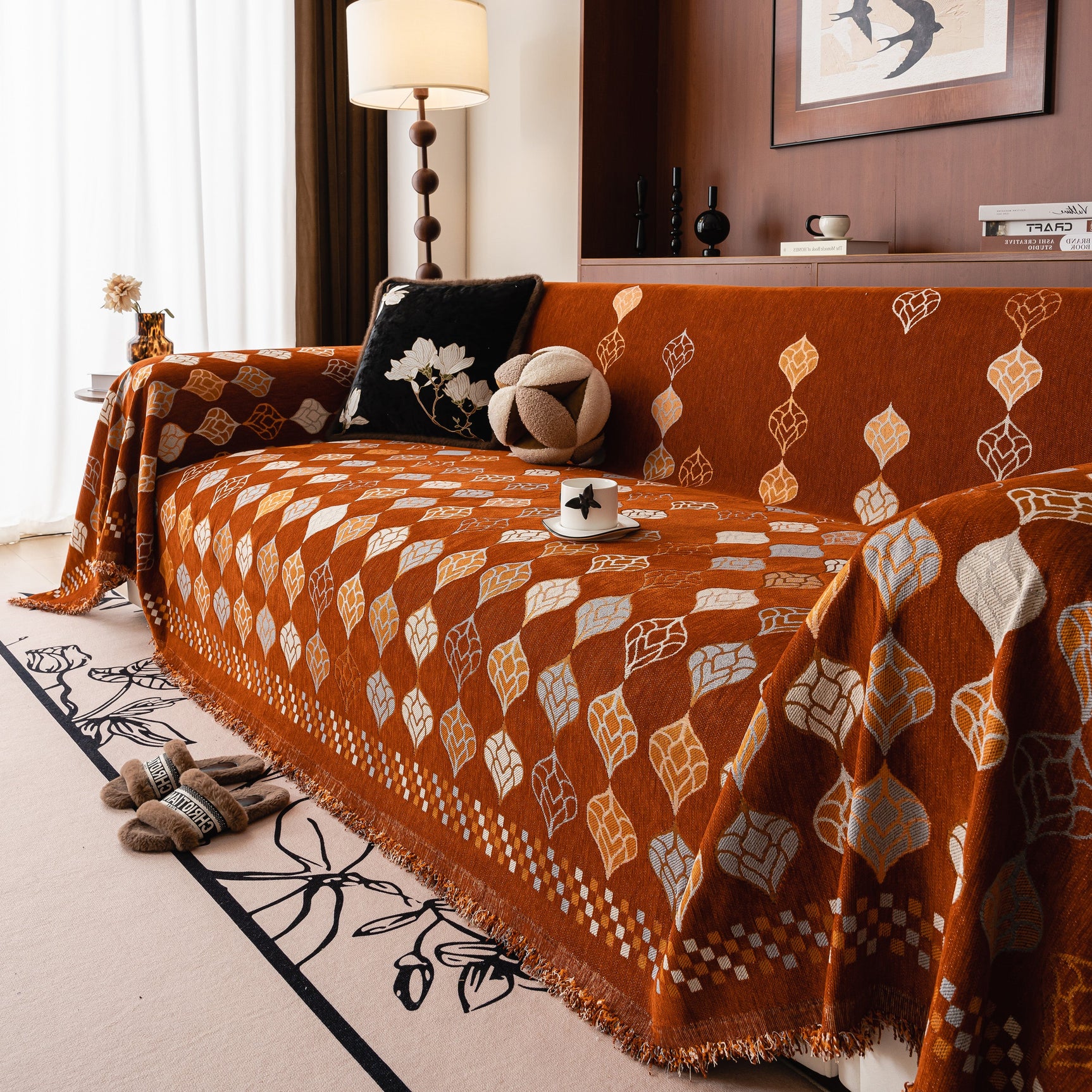 Boho Geometric Sofa Slipcovers Chenille Scratch Resistant Couch Protective Covers - Ornate Home