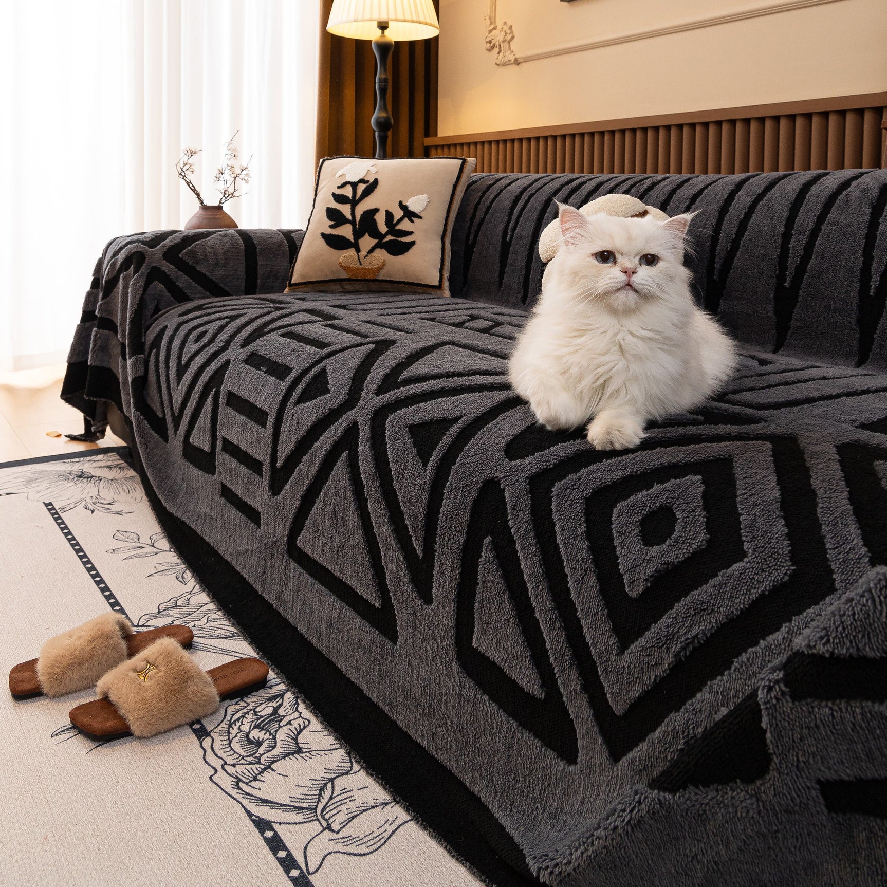Boho Plush Couch Cover Bohemian Throw Blanket Decor Covers Sofa Chair Furniture Bed - Ornate Home