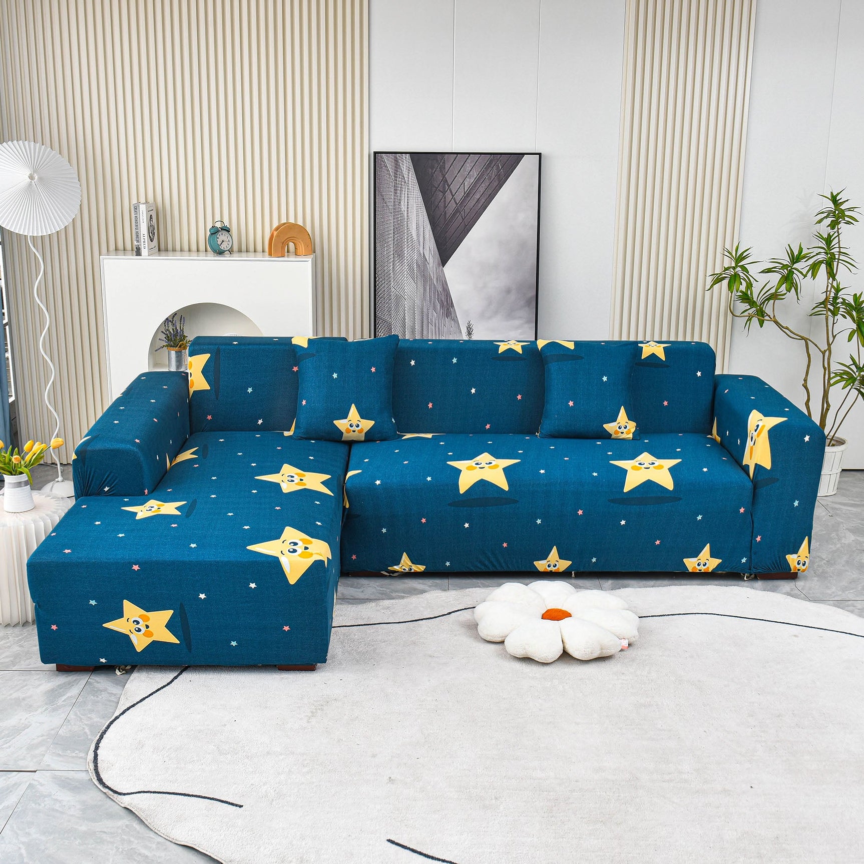 Boho Printed Sofa Slipcover, Stretch Furniture Protector for Sectional L-Shaped Sofa - Ornate Home