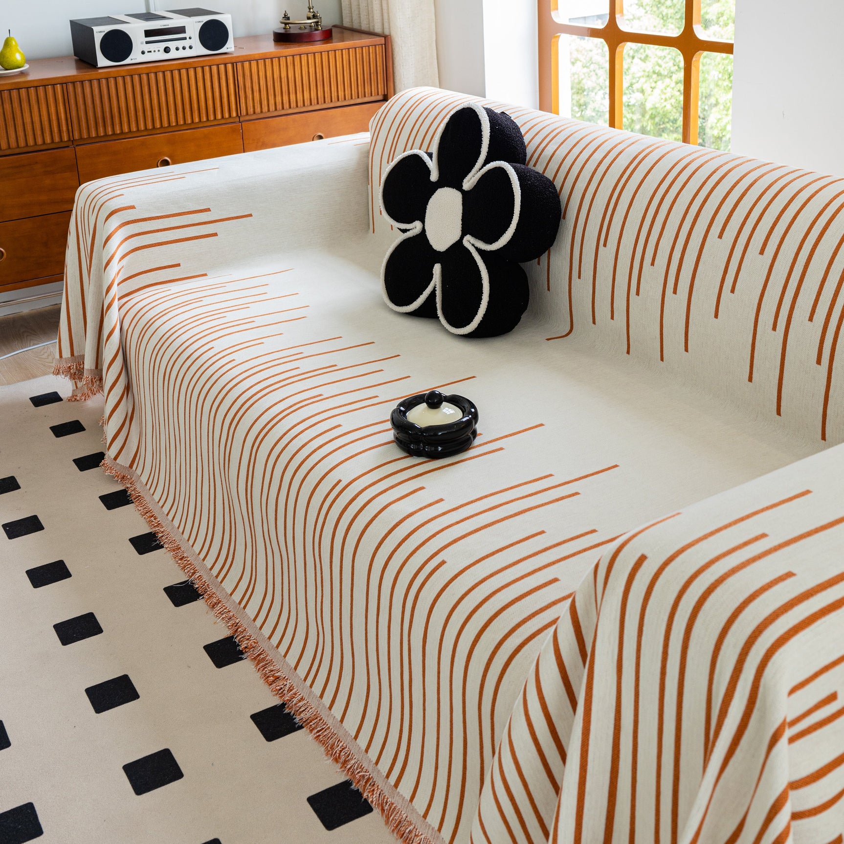 Boho Striped Jacquard Throw Sofa Slipcover Chenille Sofa Throws for Couches for Pets Kids Home Decor - Ornate Home