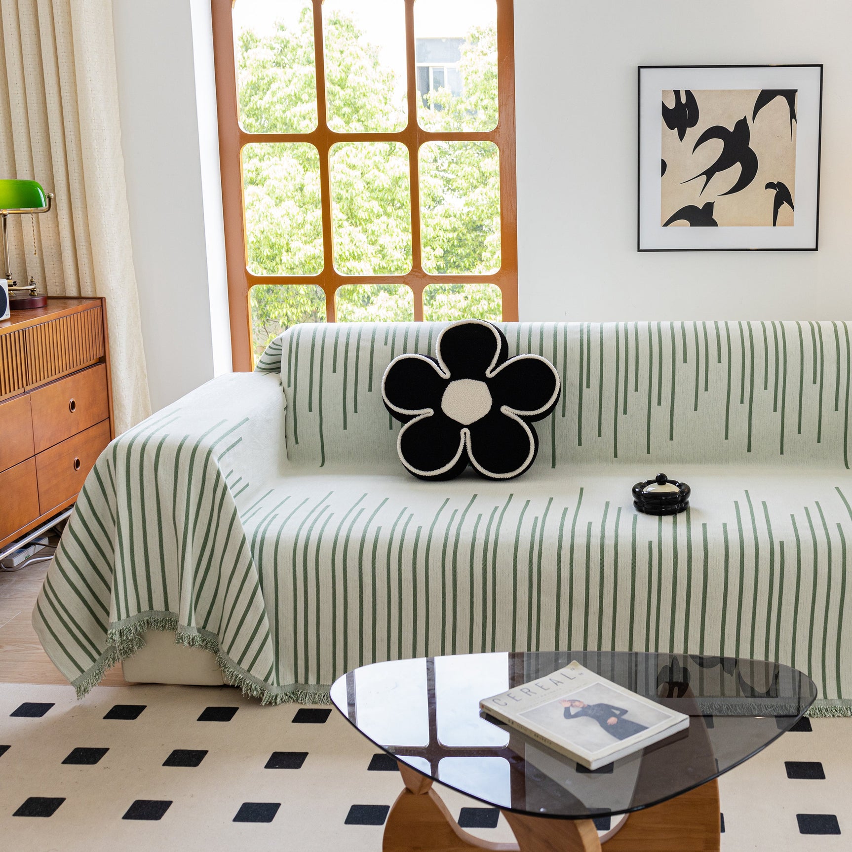 Boho Striped Jacquard Throw Sofa Slipcover Chenille Sofa Throws for Couches for Pets Kids Home Decor - Ornate Home