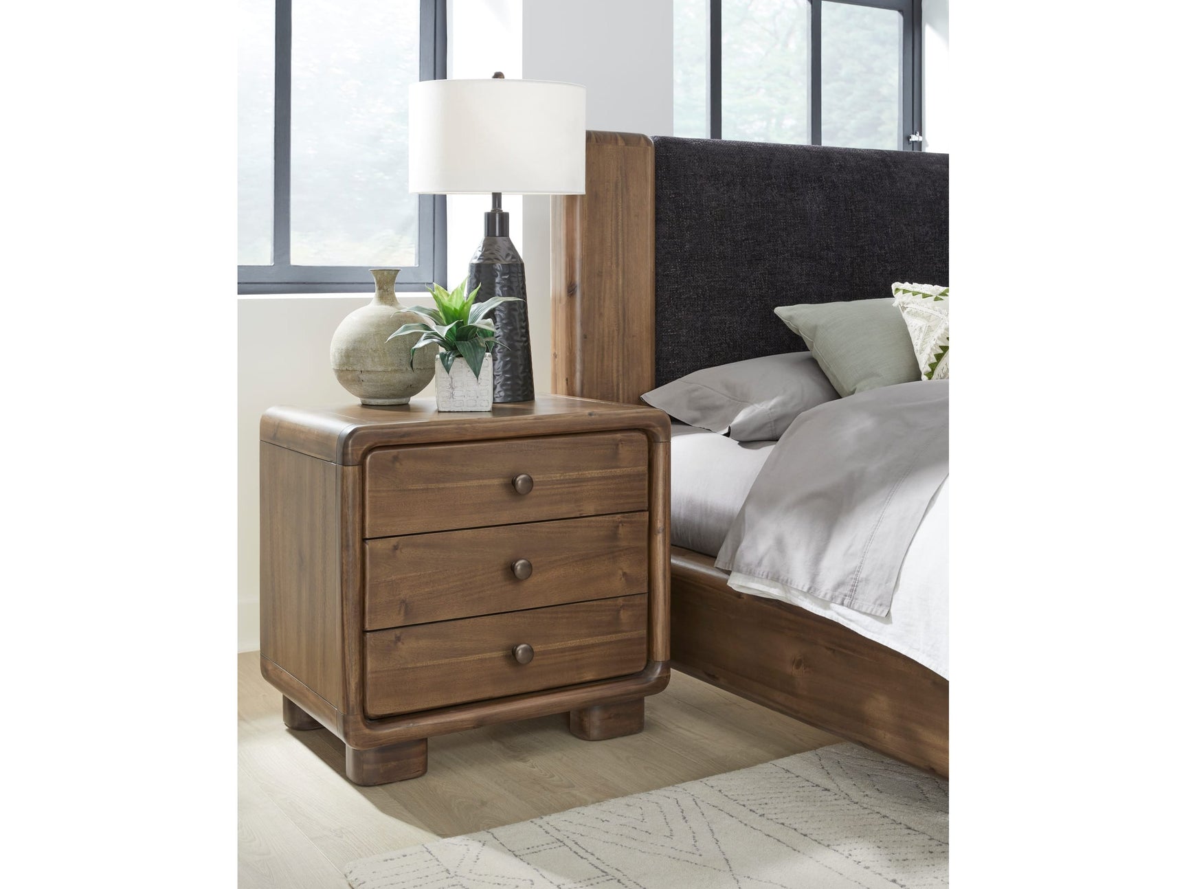 Boka Impala Three Drawer Acacia Wood Nightstand - Ornate Home