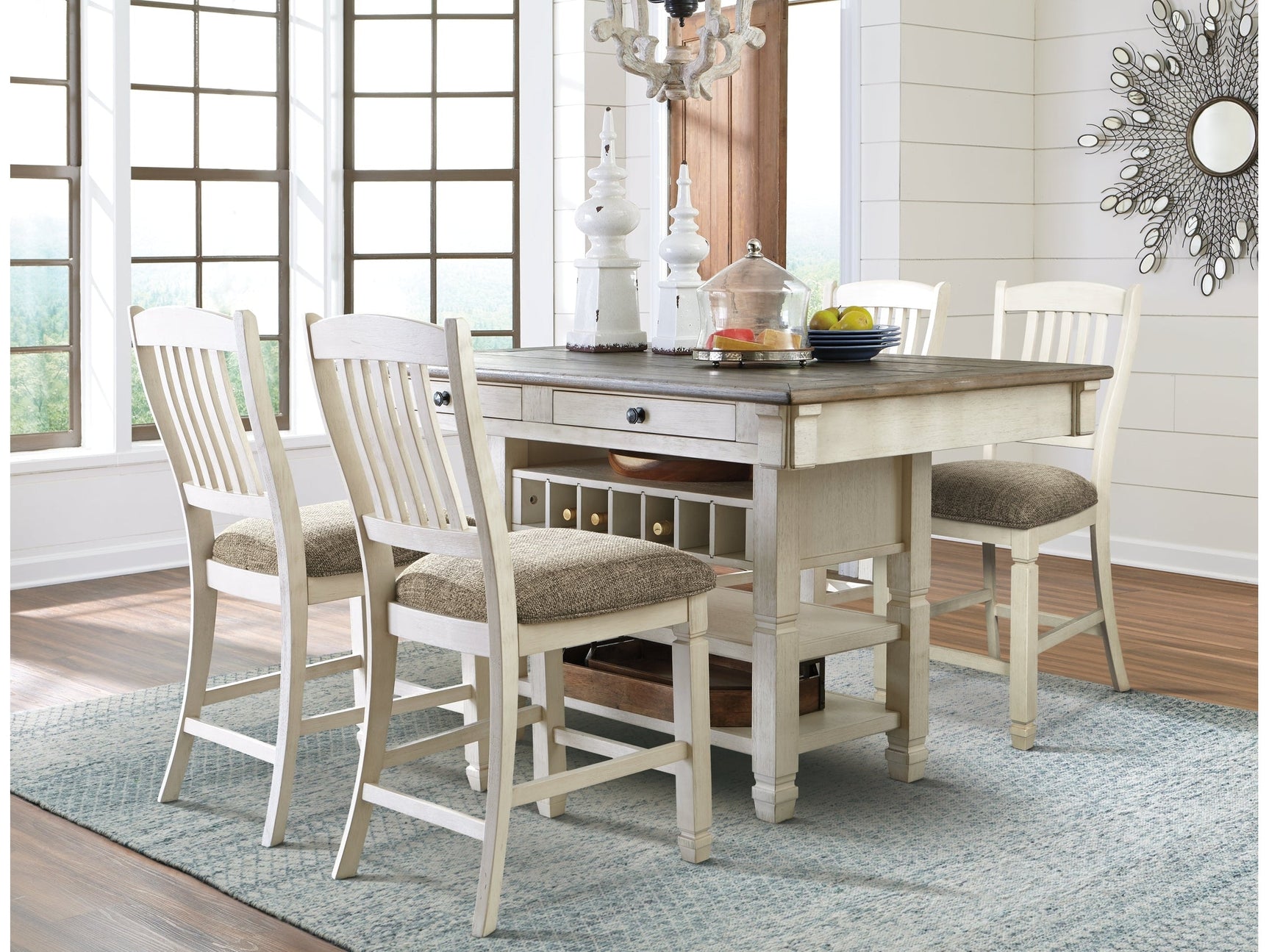 Bolanburg Antique White Counter Height Dining Table and 4 Barstools (Online Special Price) - Ornate Home