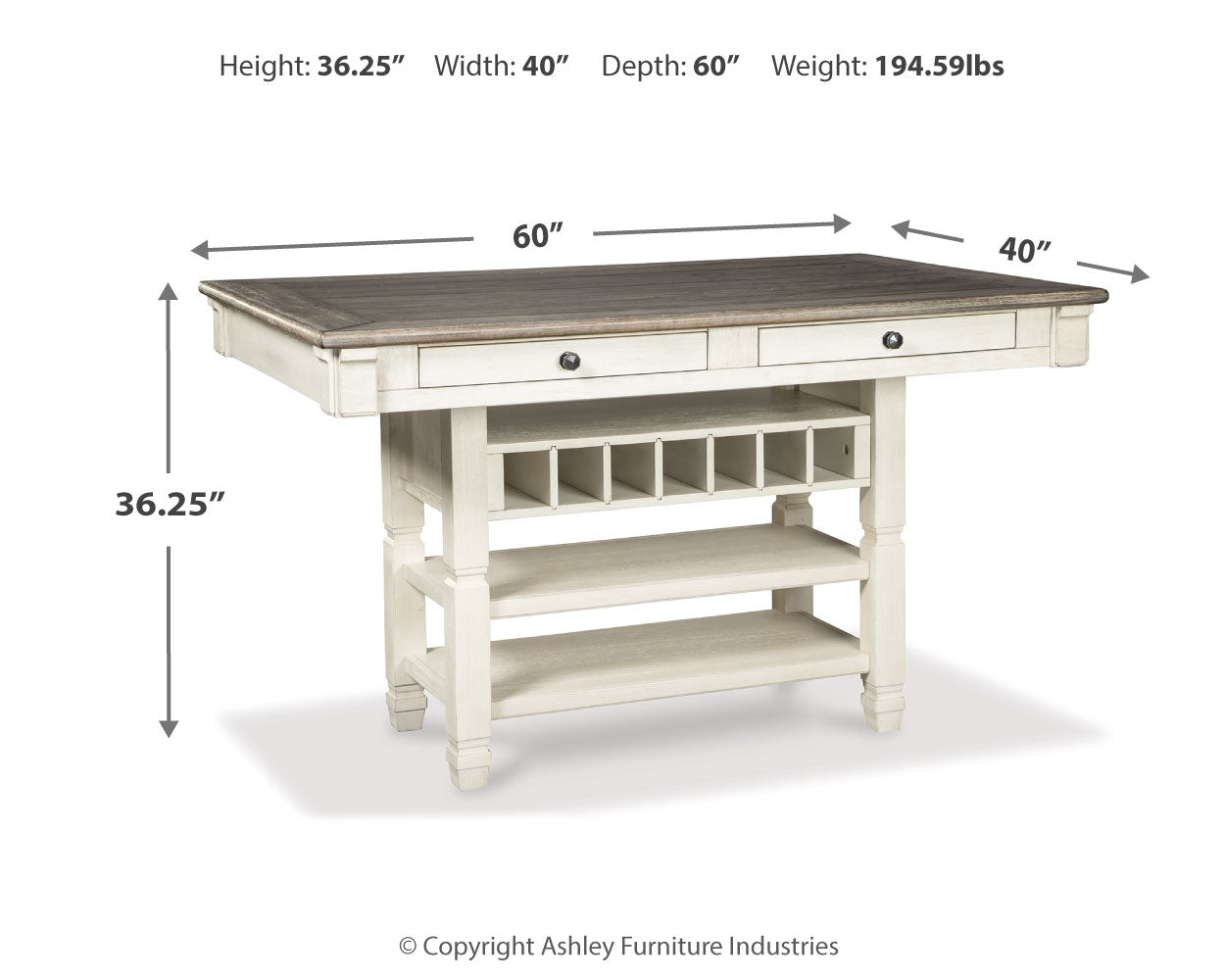 Bolanburg Antique White Counter Height Dining Table and 4 Barstools (Online Special Price) - Ornate Home