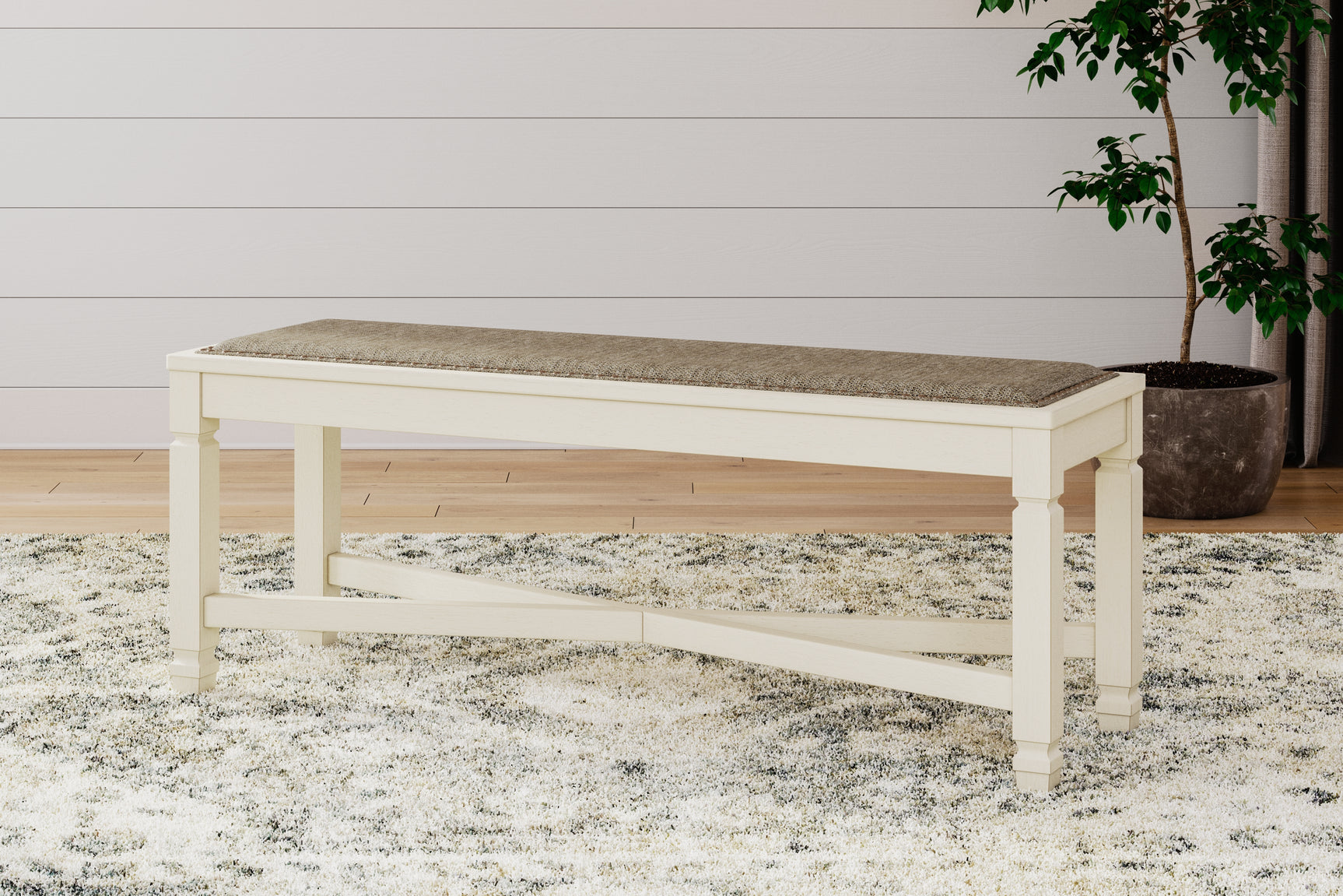 Bolanburg Antique White Dining Table with 8 Chairs and Bench with Server and 2 Stools - Ornate Home