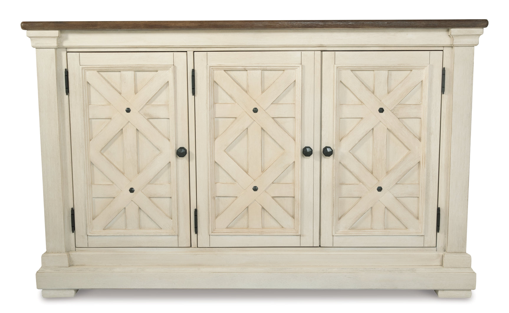 Bolanburg Antiqued White and Weathered Oak Dining Server - Ornate Home