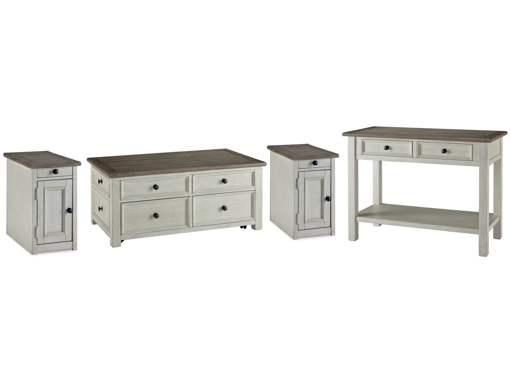 Bolanburg Two-tone Coffee Table and 2 Chairside End Tables with Console - Ornate Home