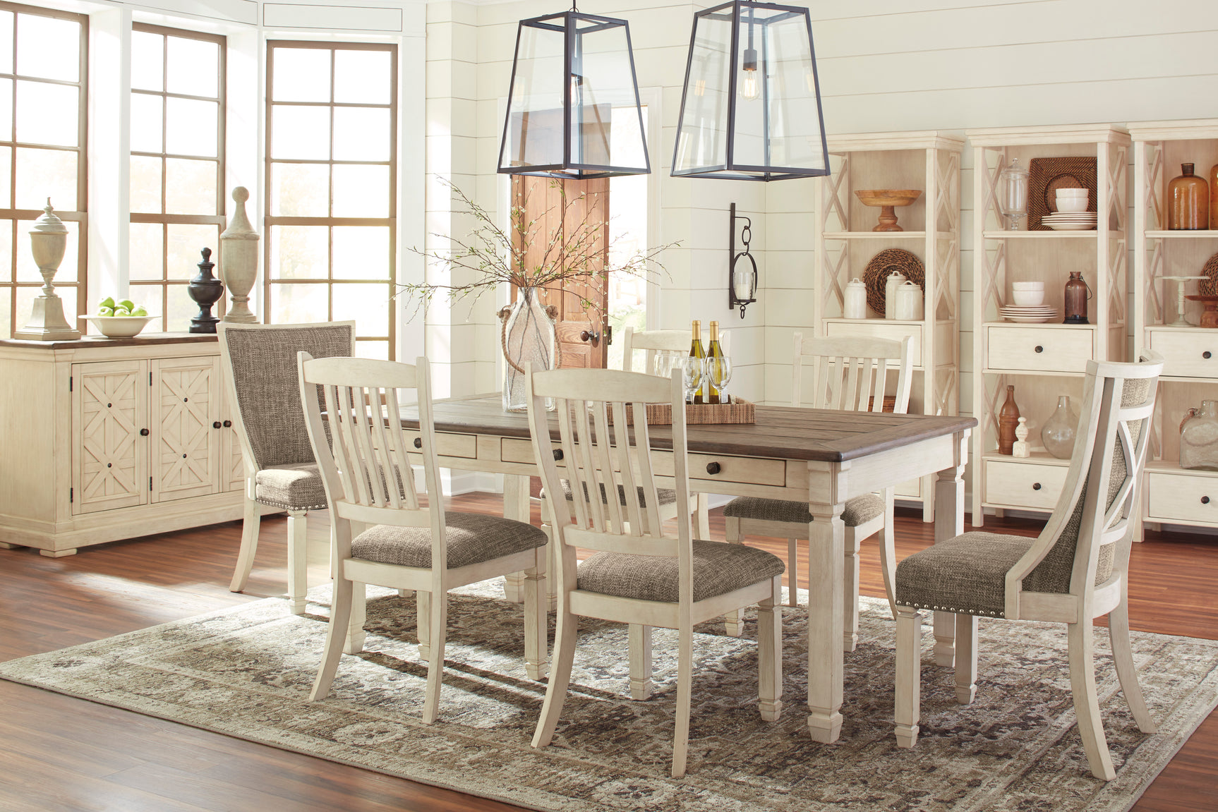 Bolanburg Two-tone Dining Table, 2 Chairs, 2 Side Chairs and Bench (Online Special Price) - Ornate Home