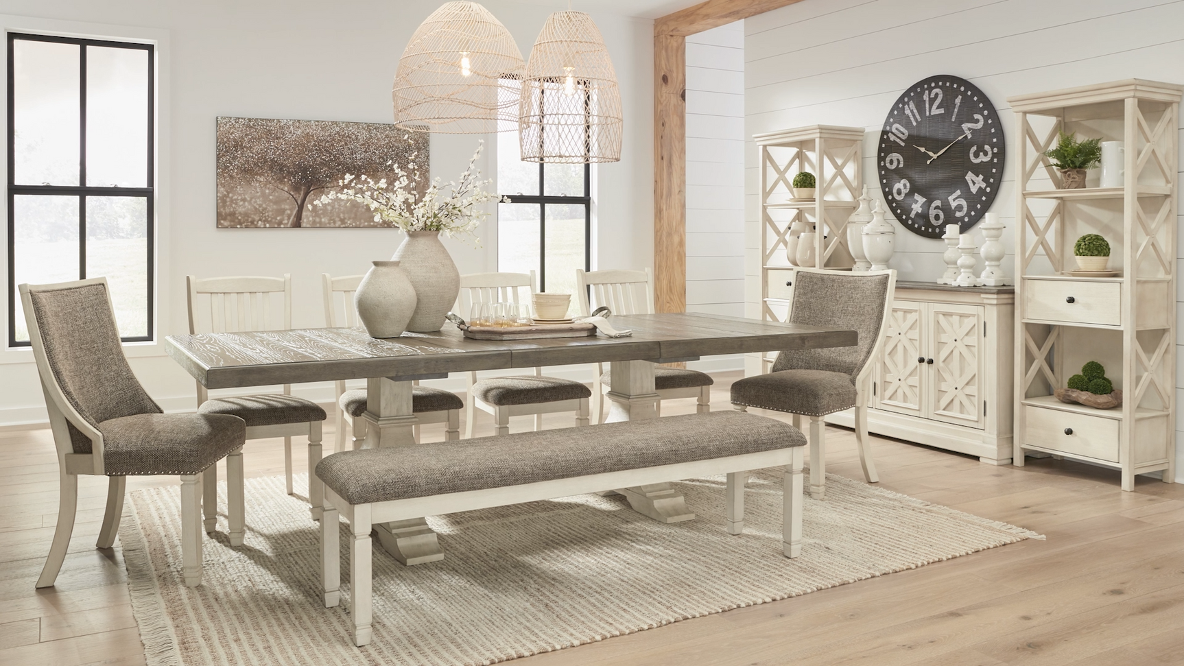 Bolanburg Two-tone Dining Table, 2 Chairs, 2 Side Chairs and Bench - Ornate Home