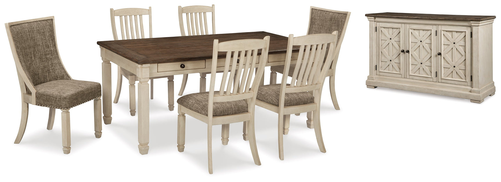 Bolanburg Two-tone Dining Table and 6 Chairs with Server (Online Special Price) - Ornate Home
