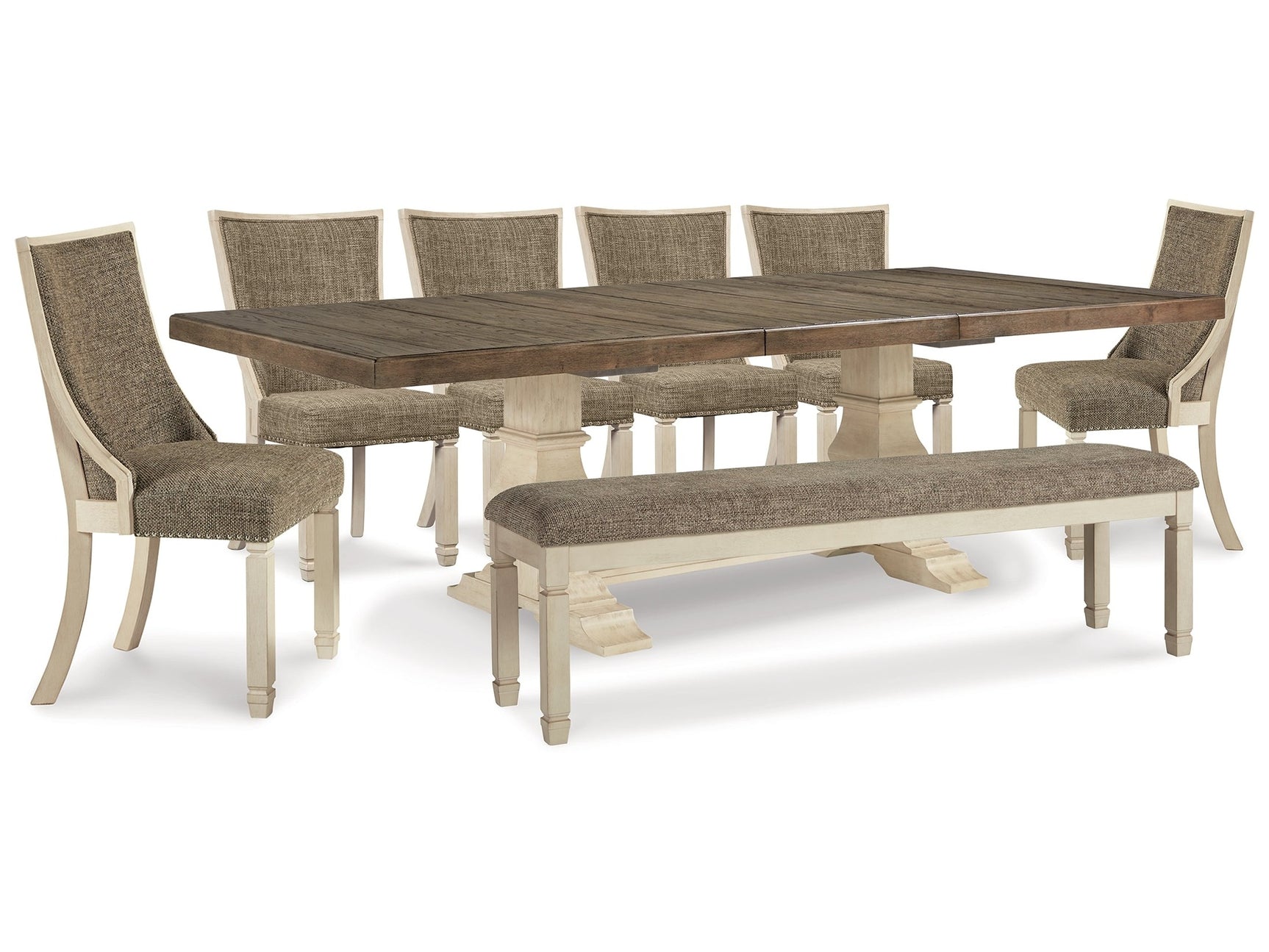 Bolanburg White Dining Table, 6 Chairs and Bench - Ornate Home