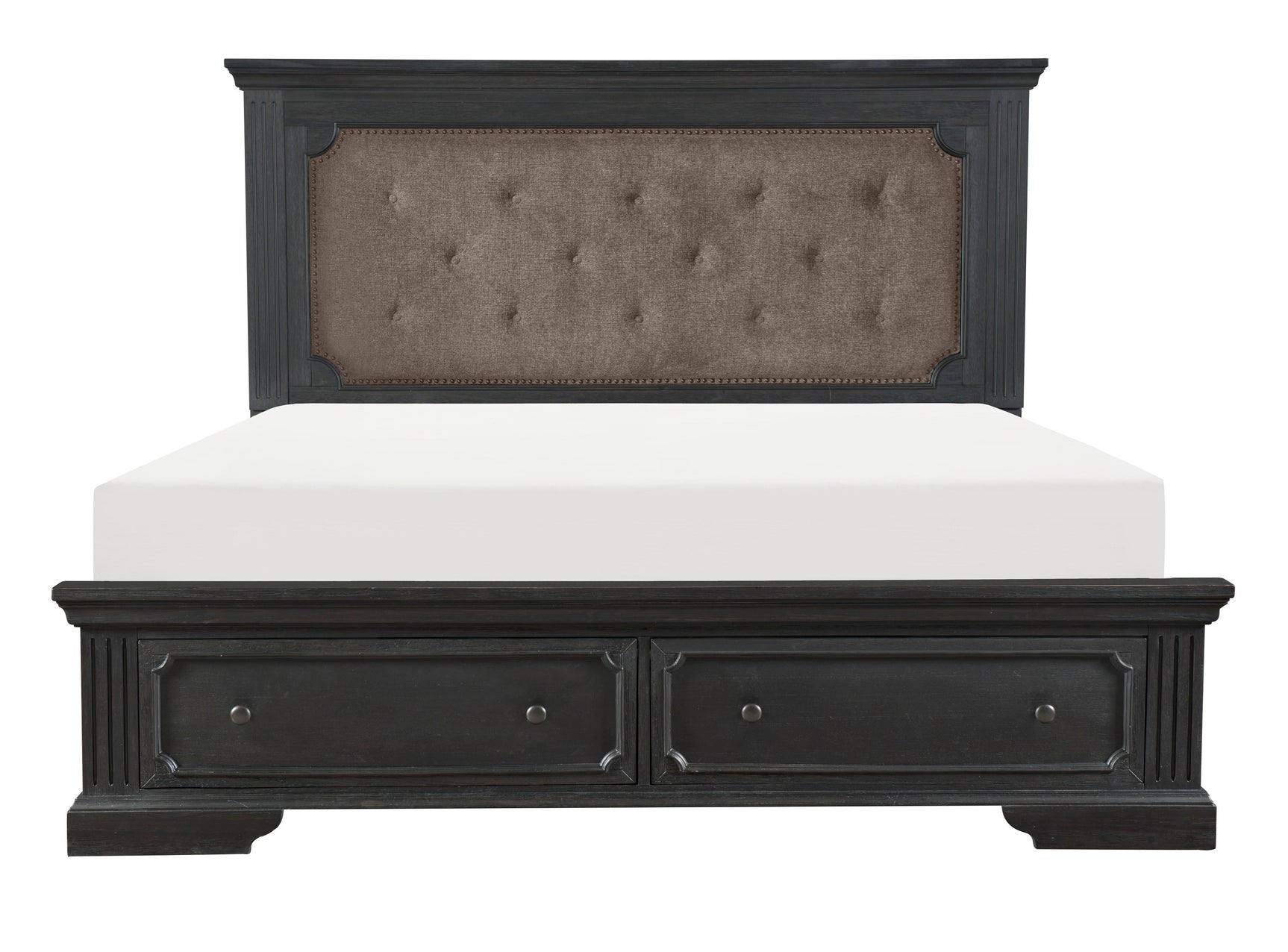 Bolingbrook Wire-Brushed Charcoal/Brown 5-Piece Queen Bedroom Set - Ornate Home