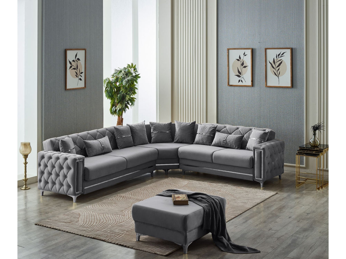 Bolivya Grey Convertible Sectional Sofa - Ornate Home