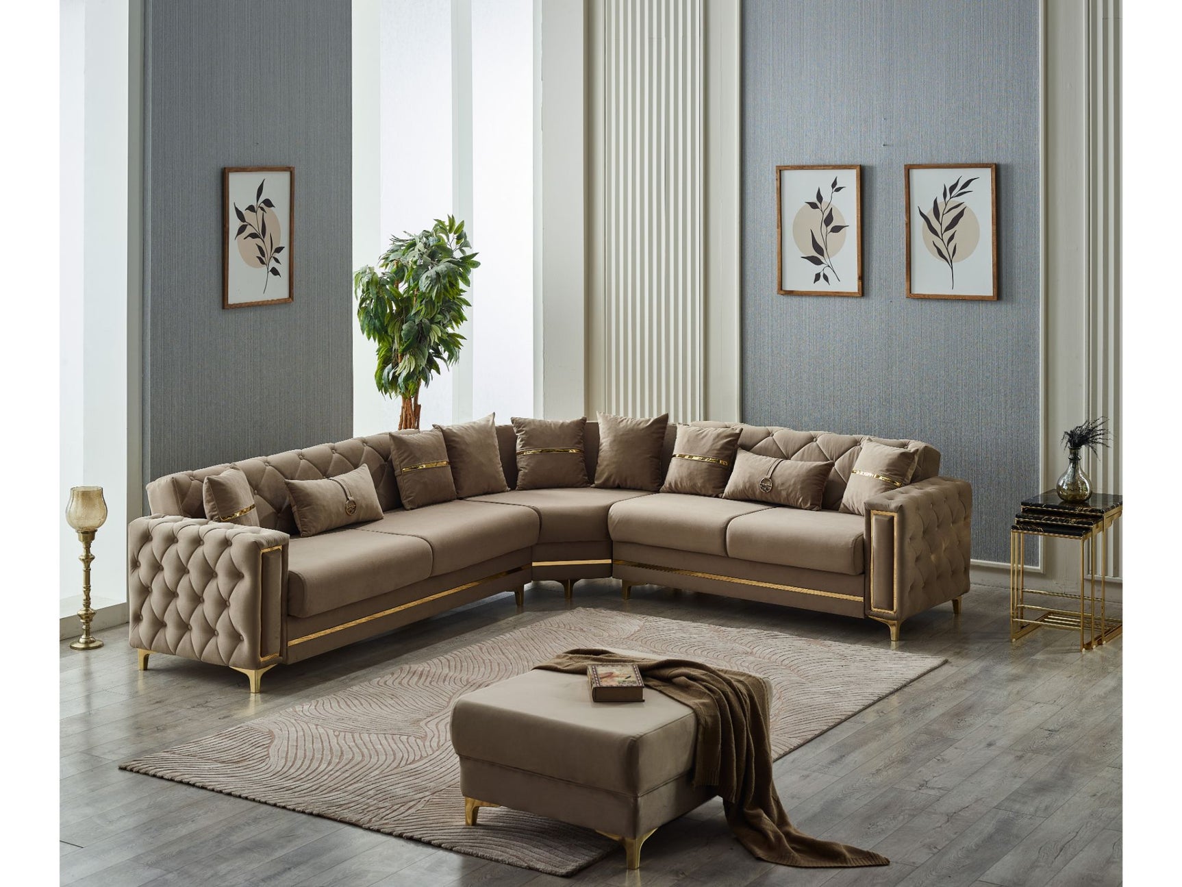 Bolivya Beige Convertible Sectional Sofa