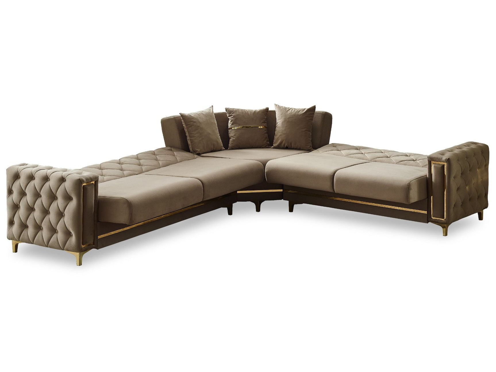 Bolivya Beige Convertible Sectional Sofa