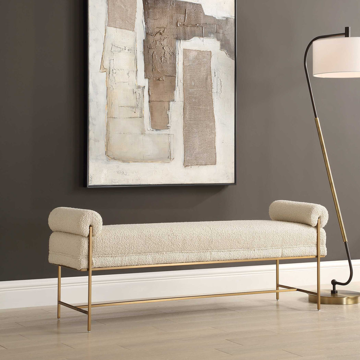 Bolster Pearl White Bench - Ornate Home