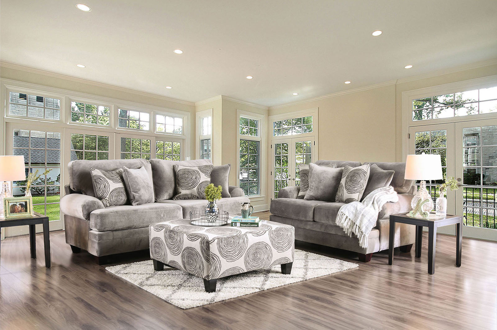 Bonaventura Gray/Pattern Loveseat - Ornate Home
