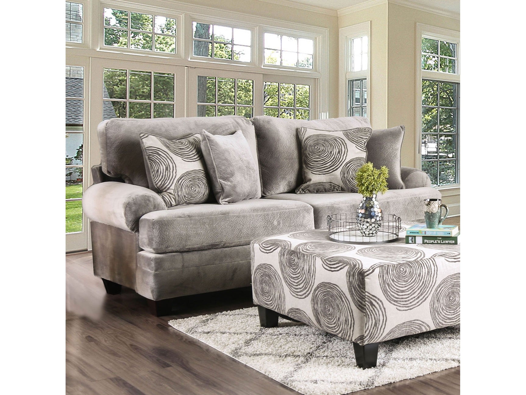 Bonaventura Gray/Pattern Sofa - Ornate Home