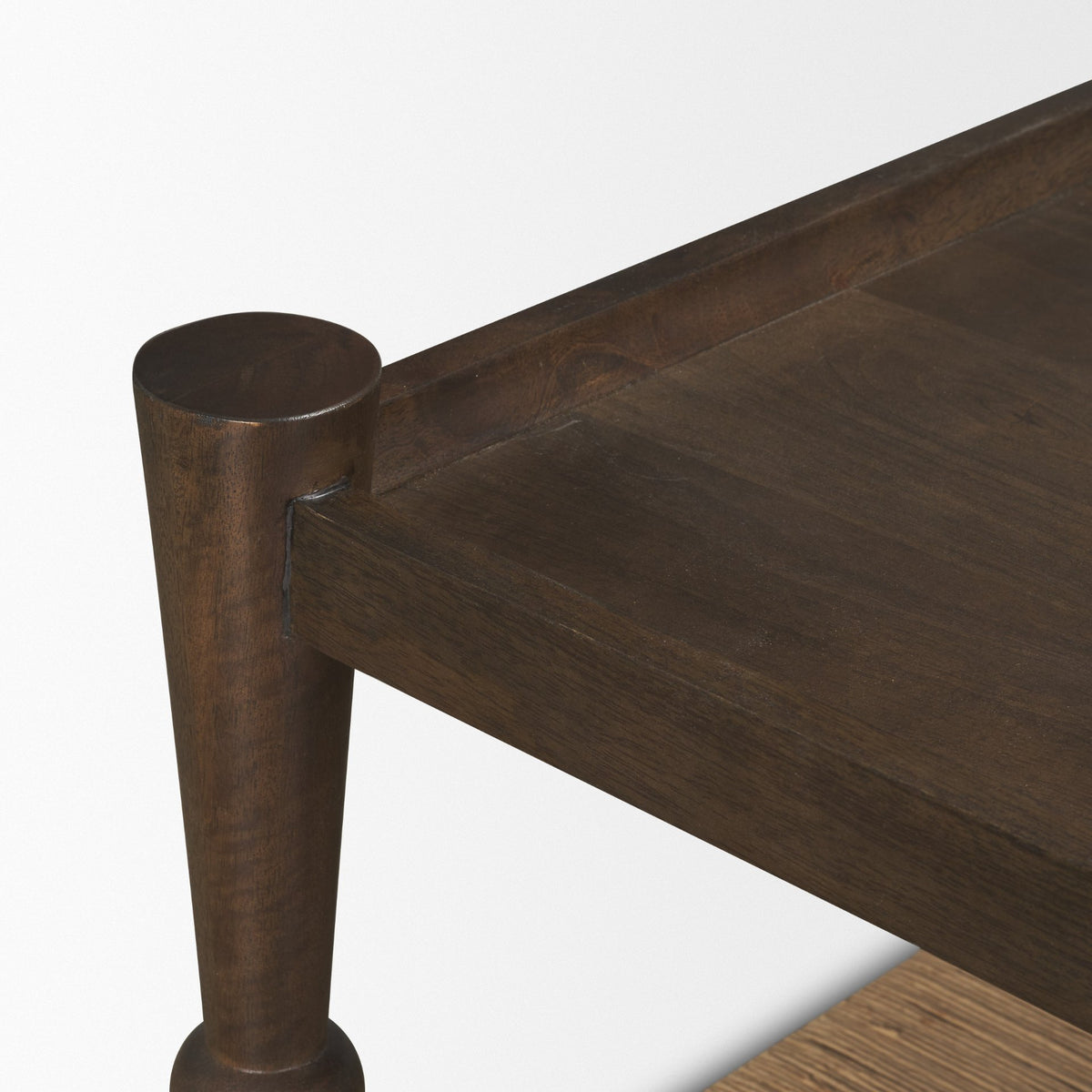 Bondi Dark Brown 42" Wood with Paper Rope Shelf Square Coffee Table - Ornate Home