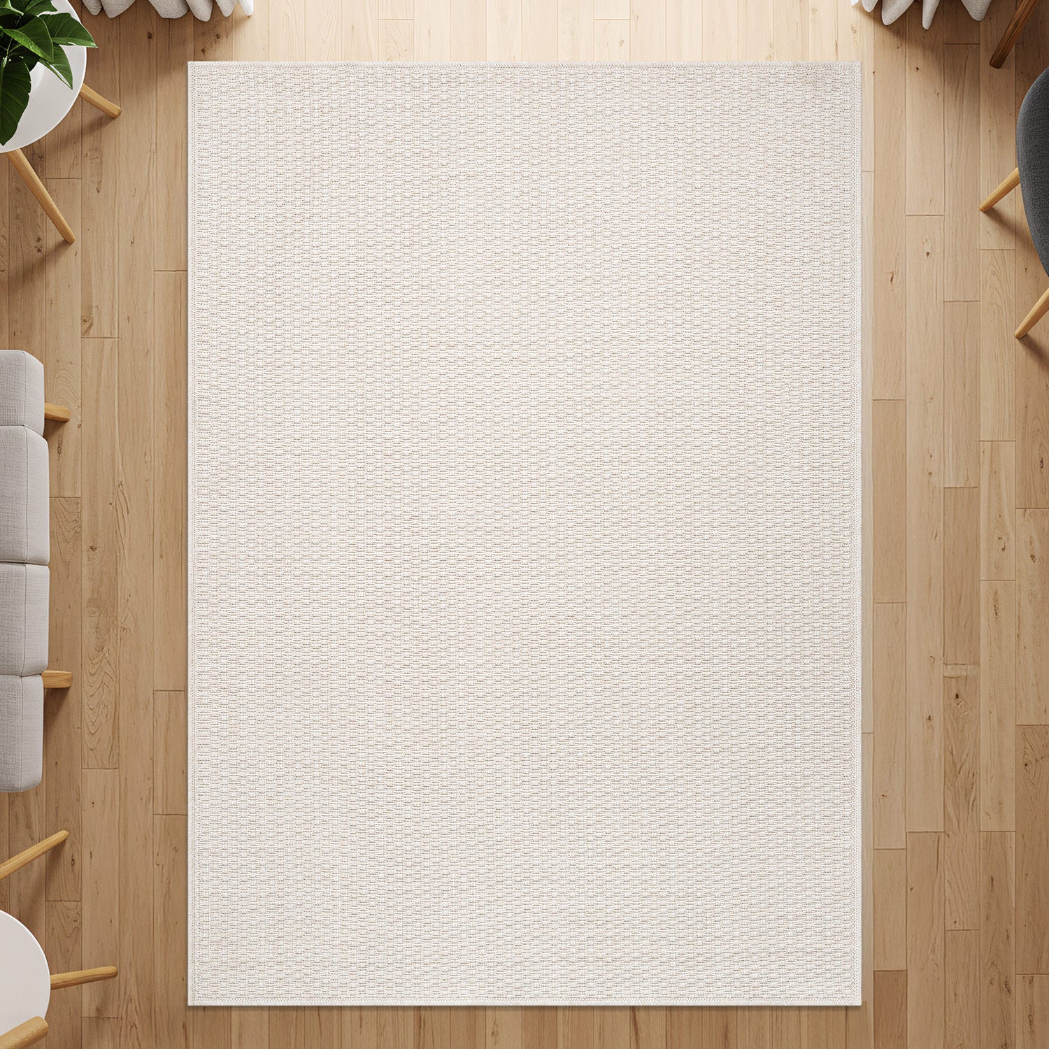 Woolen Bone Jute-Look Area Rug | Bright & Washable