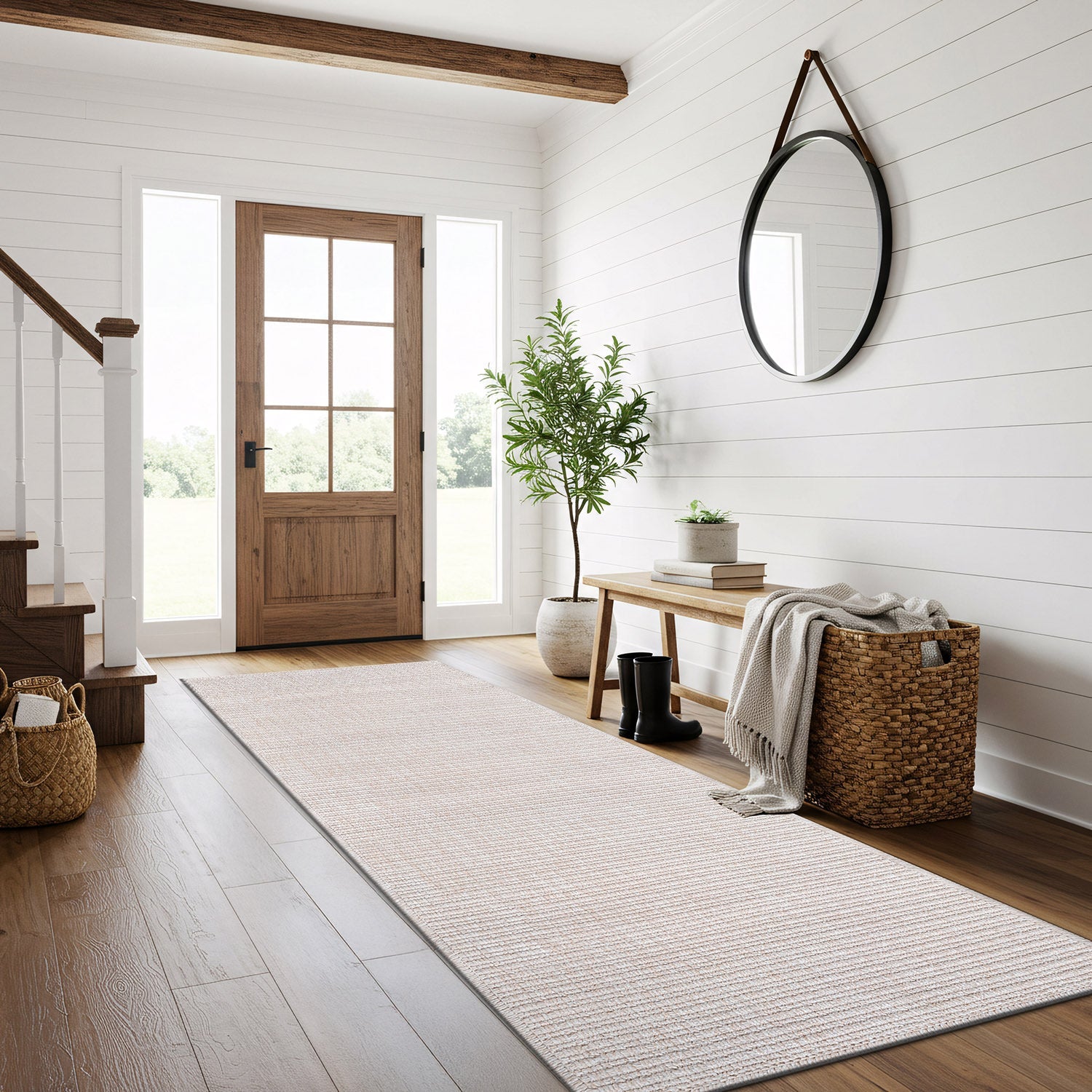 Royce Bone Jute-Look Area Rug | Minimalist Modern Style