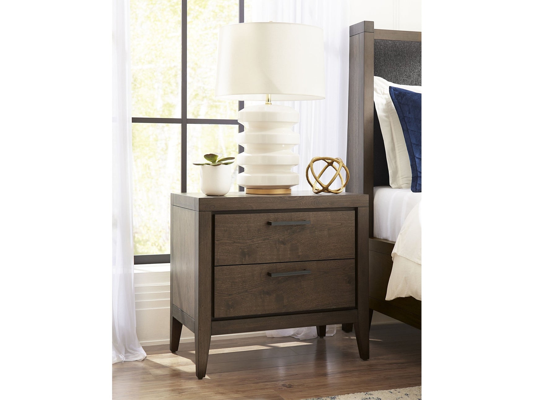 Boracay Two Drawer USB Charging Nightstand in Wild Oats Brown - Ornate Home