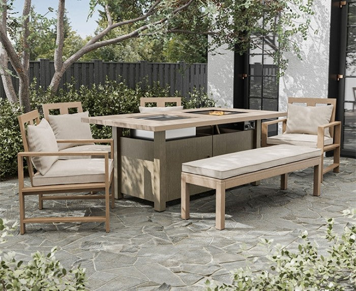 Bordeaux Natural/Beige Outdoor Bench - Ornate Home