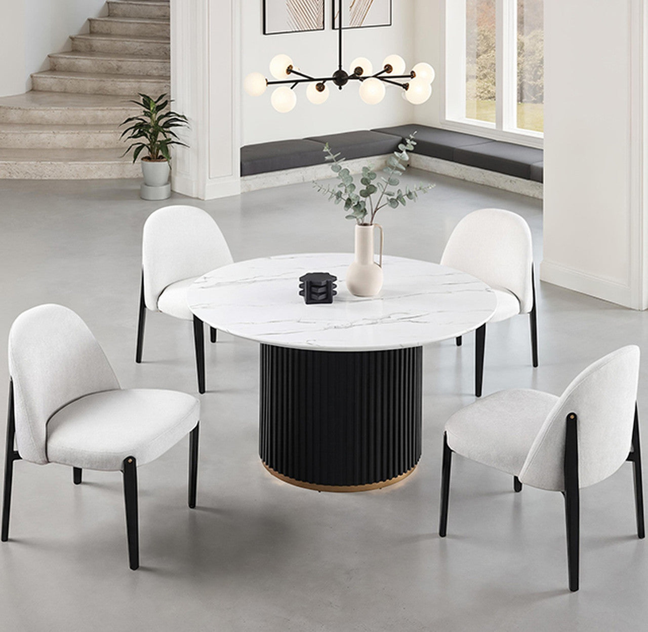Borden Black/White Round Dining Table - Ornate Home