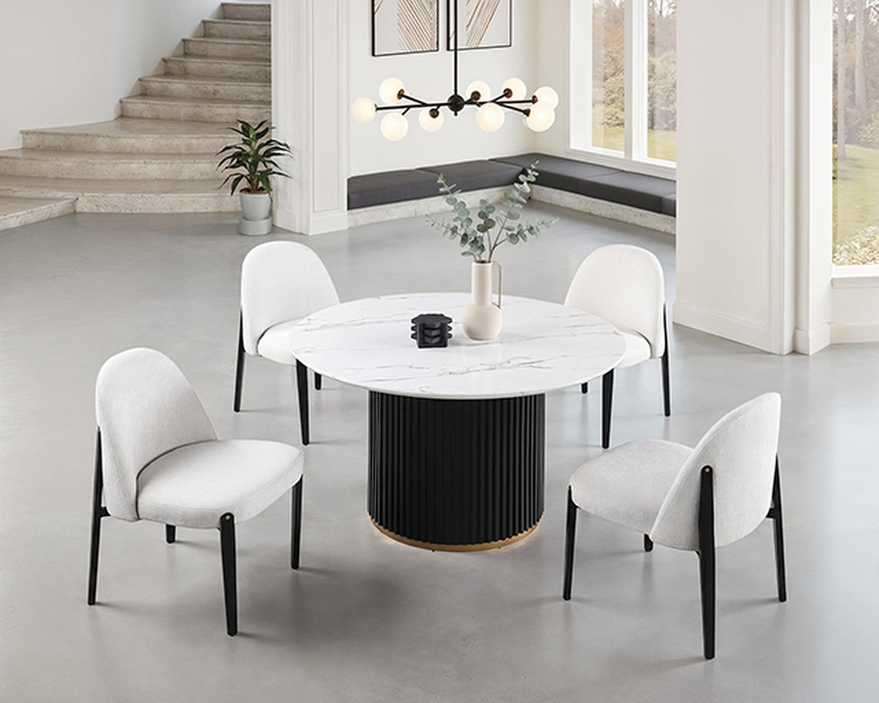 Borden Black/White Round Dining Table - Ornate Home