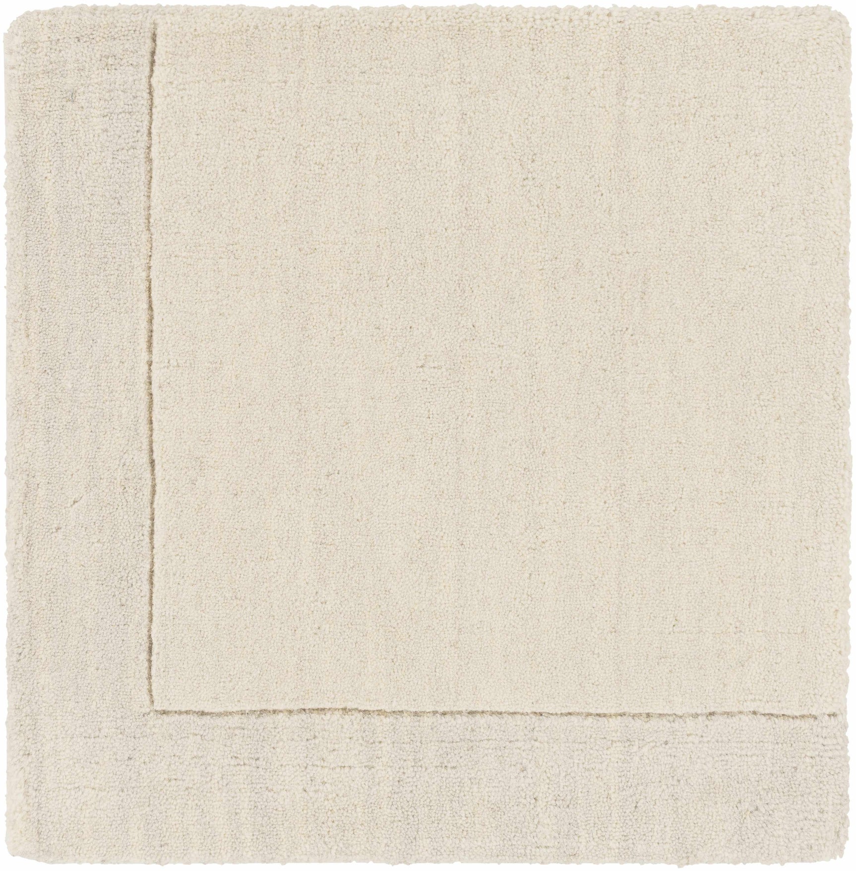 Bordered Solid Beige Cream Wool Rug - Ornate Home