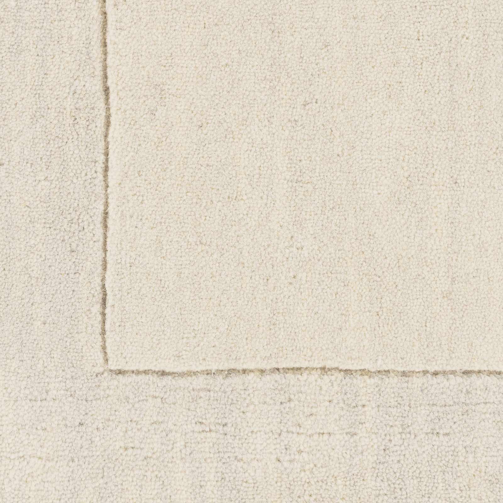 Bordered Solid Beige Cream Wool Rug - Ornate Home