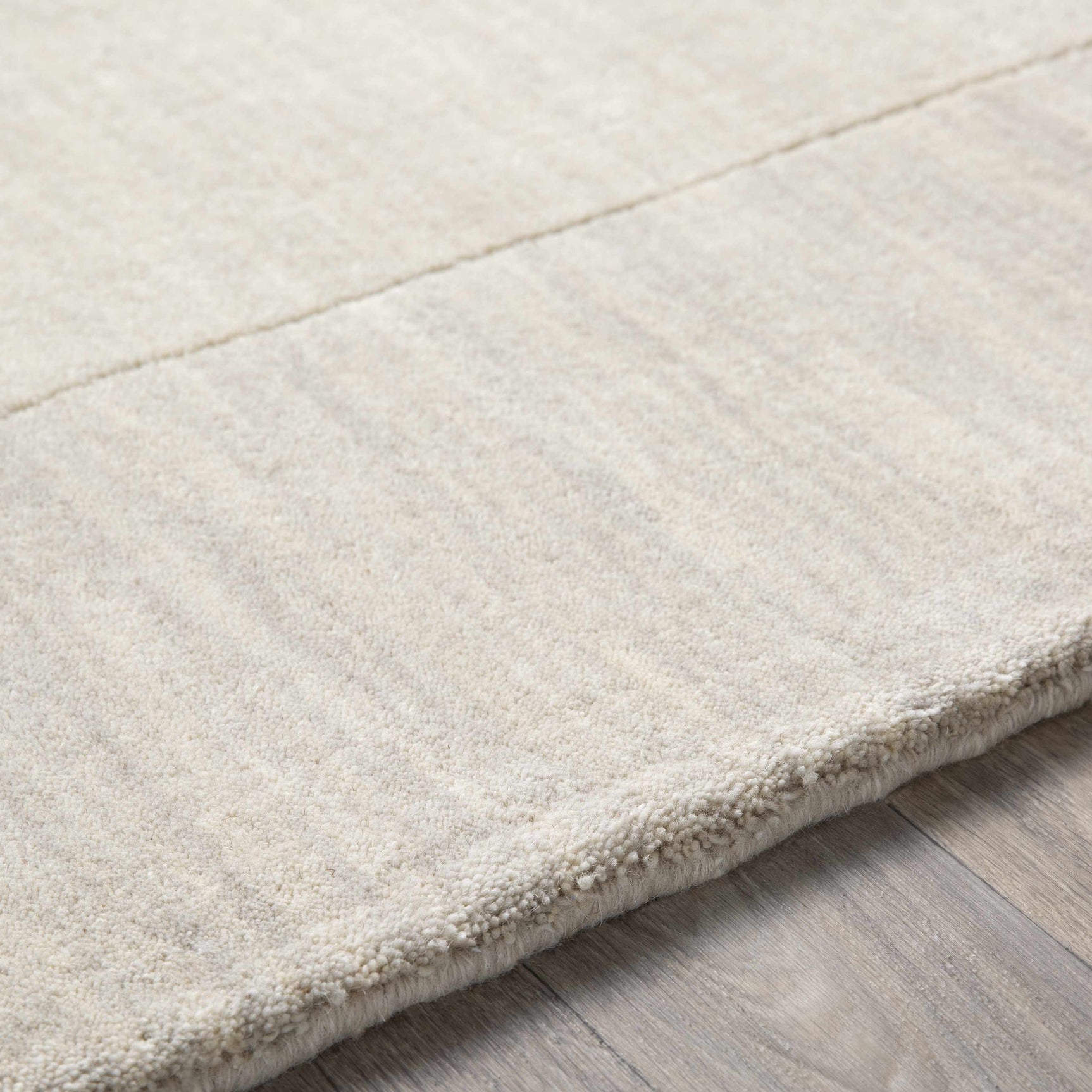Bordered Solid Beige Cream Wool Rug - Ornate Home